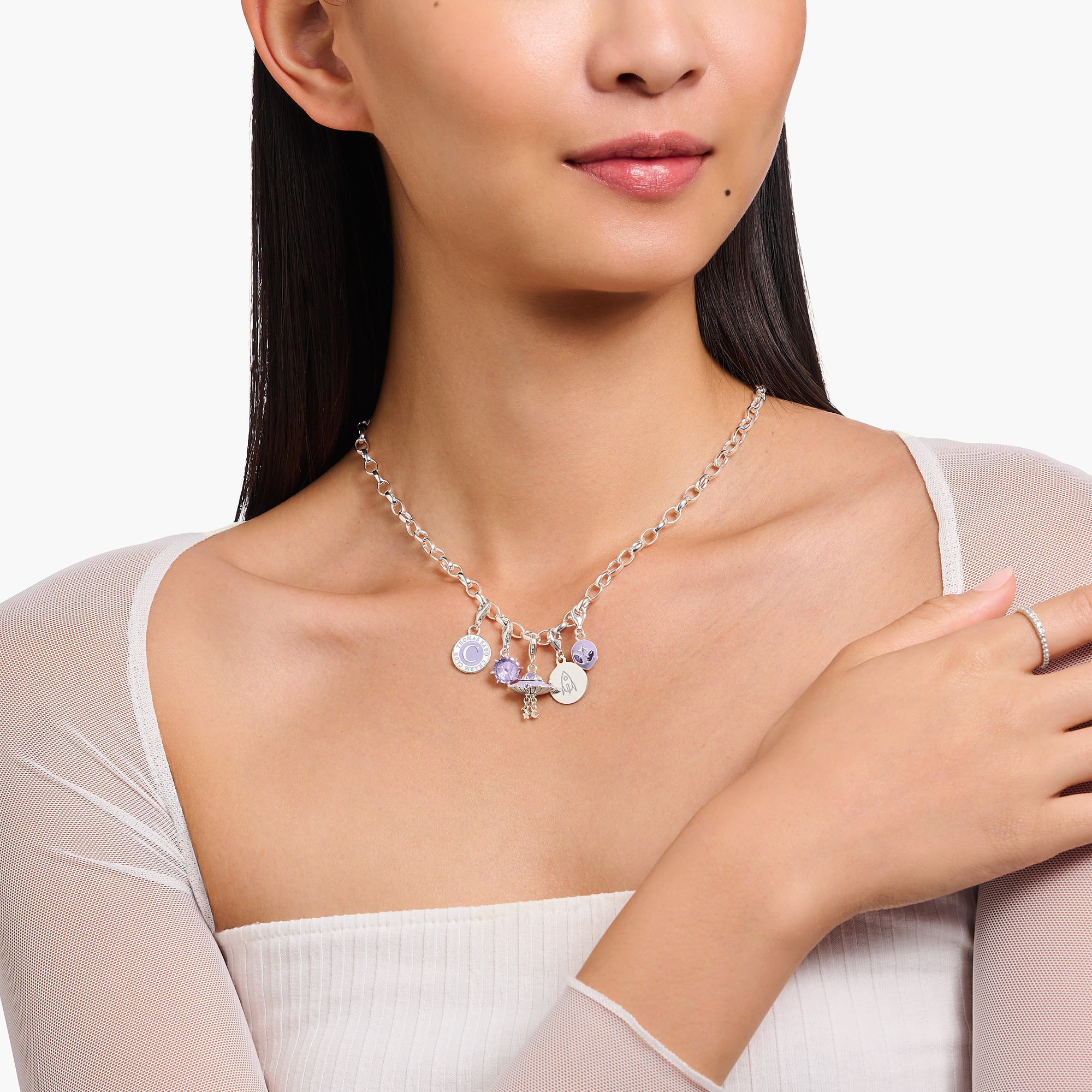 Thomas Sabo X0288-007-21-L45 Member Charm-Kette mit Charmista Coin Silber