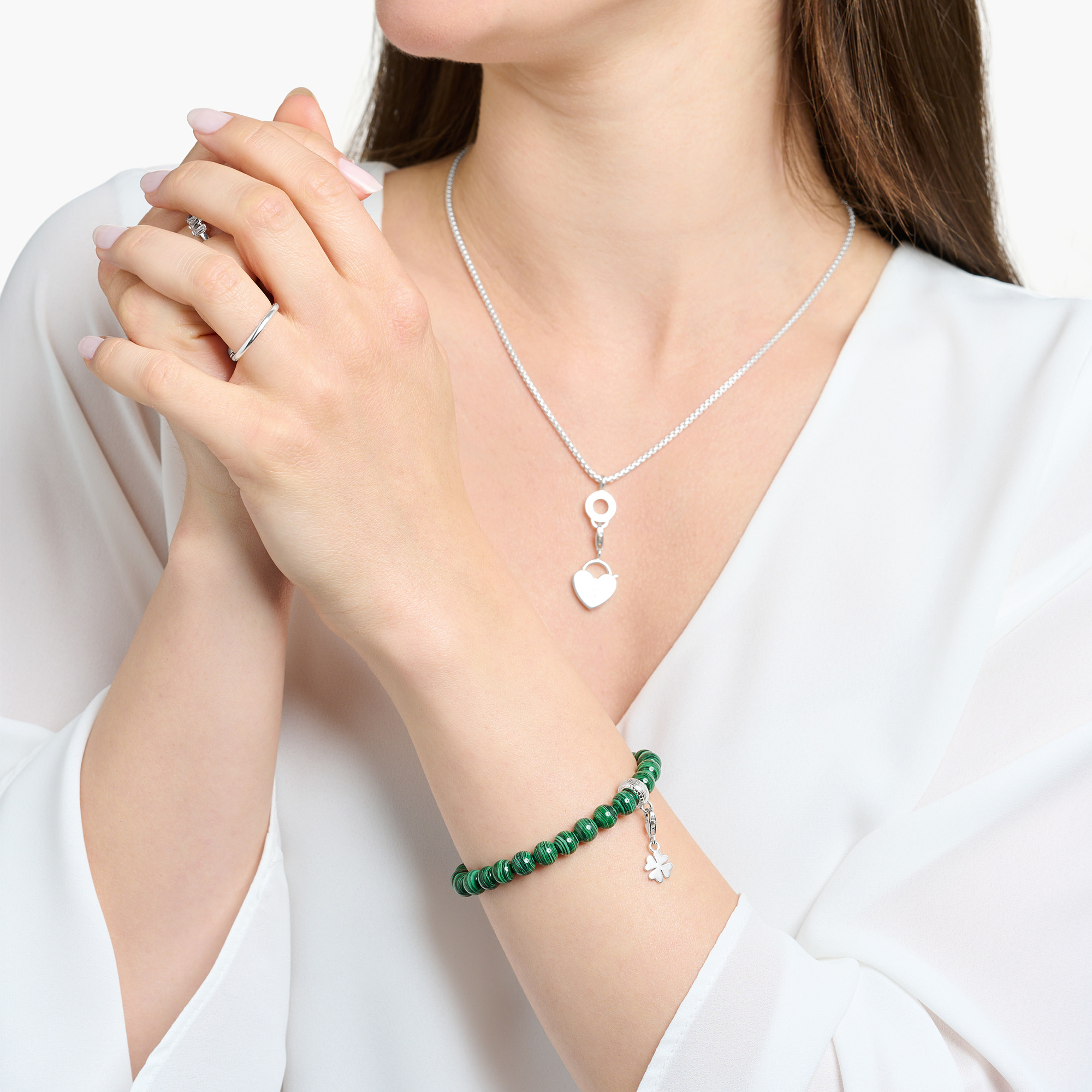 Thomas Sabo X0284-475-6-L15 Charm-Armband "Grüne Perlen"