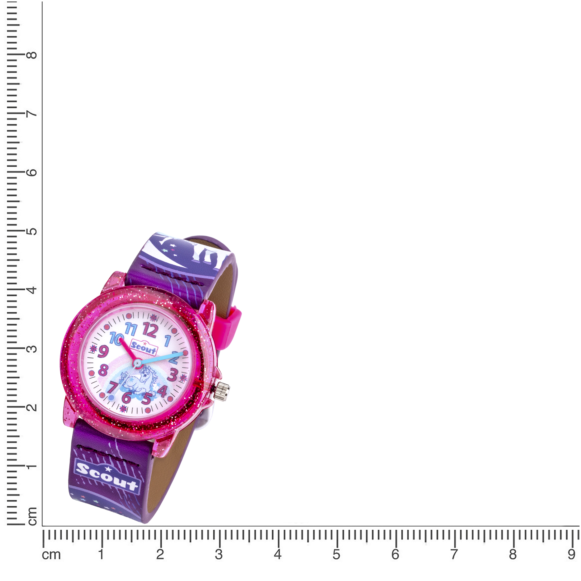 Scout Kinder-Uhr Crystal 30mm Einhorn Kunstlederband lila/pink 5bar