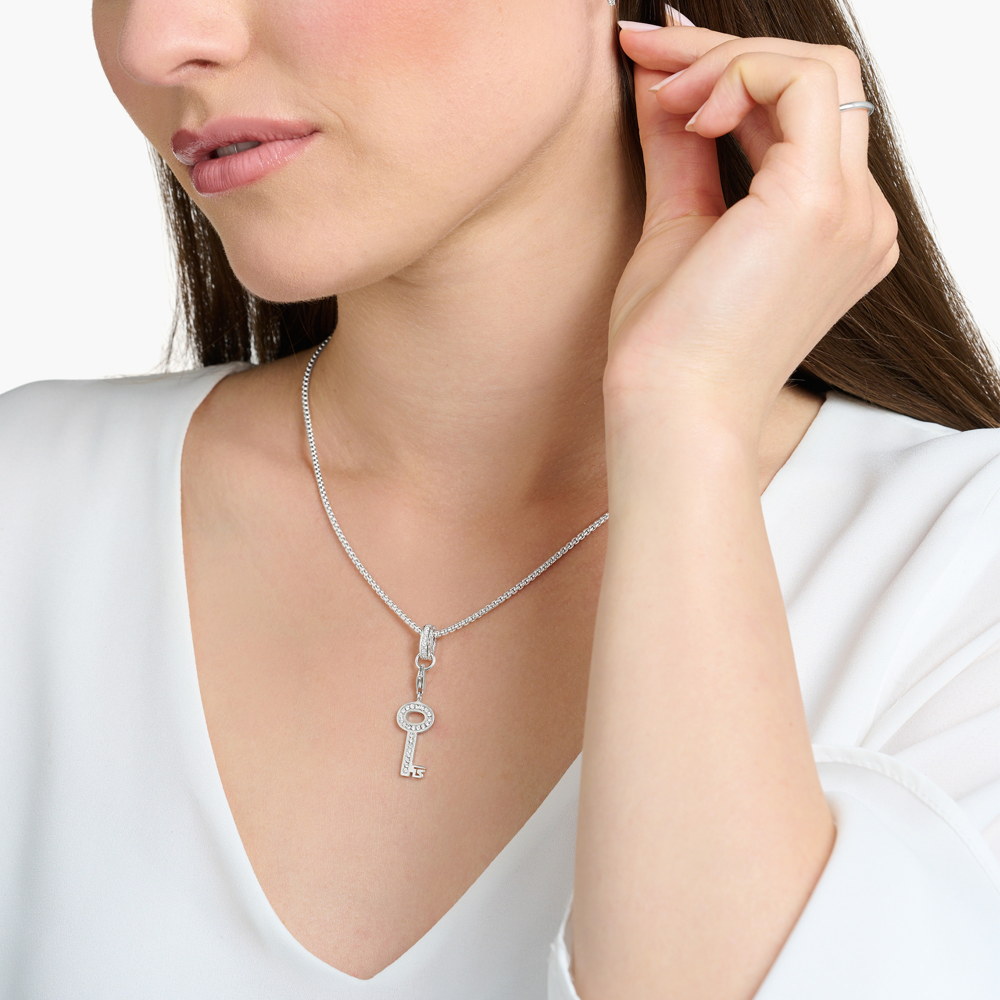Thomas Sabo Charm Silber "Schlüssel mit weissen Steinen" 0010-051-14