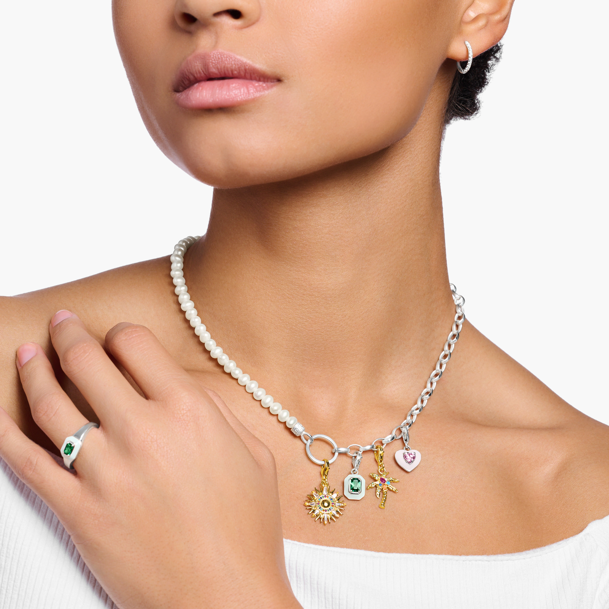 Thomas Sabo 1917-496-6 Charm-Anhänger "Grüner Stein"