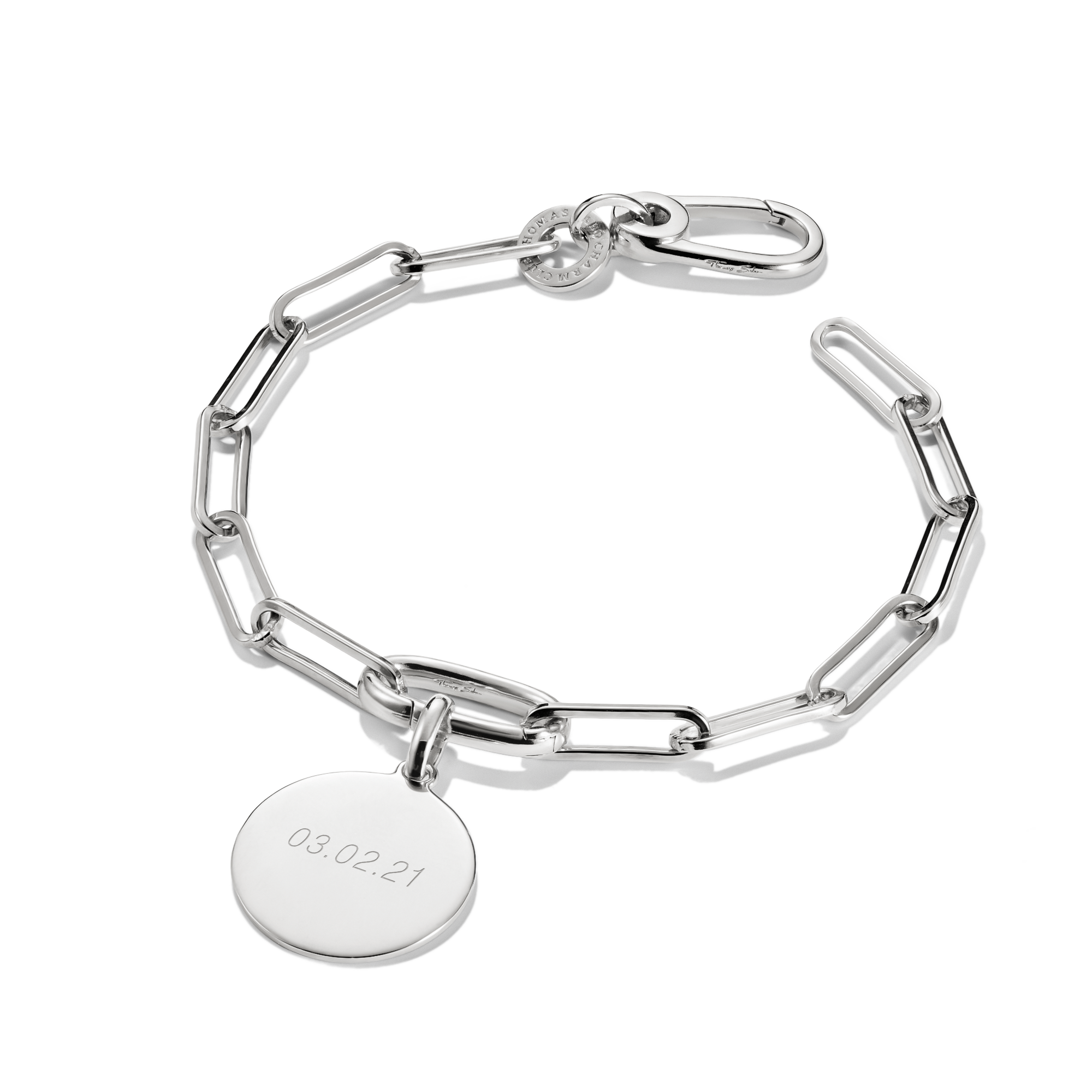Thomas Sabo C1205-001-21-L19 Charm-Armband Paperclip mit einem Connect Link Silber