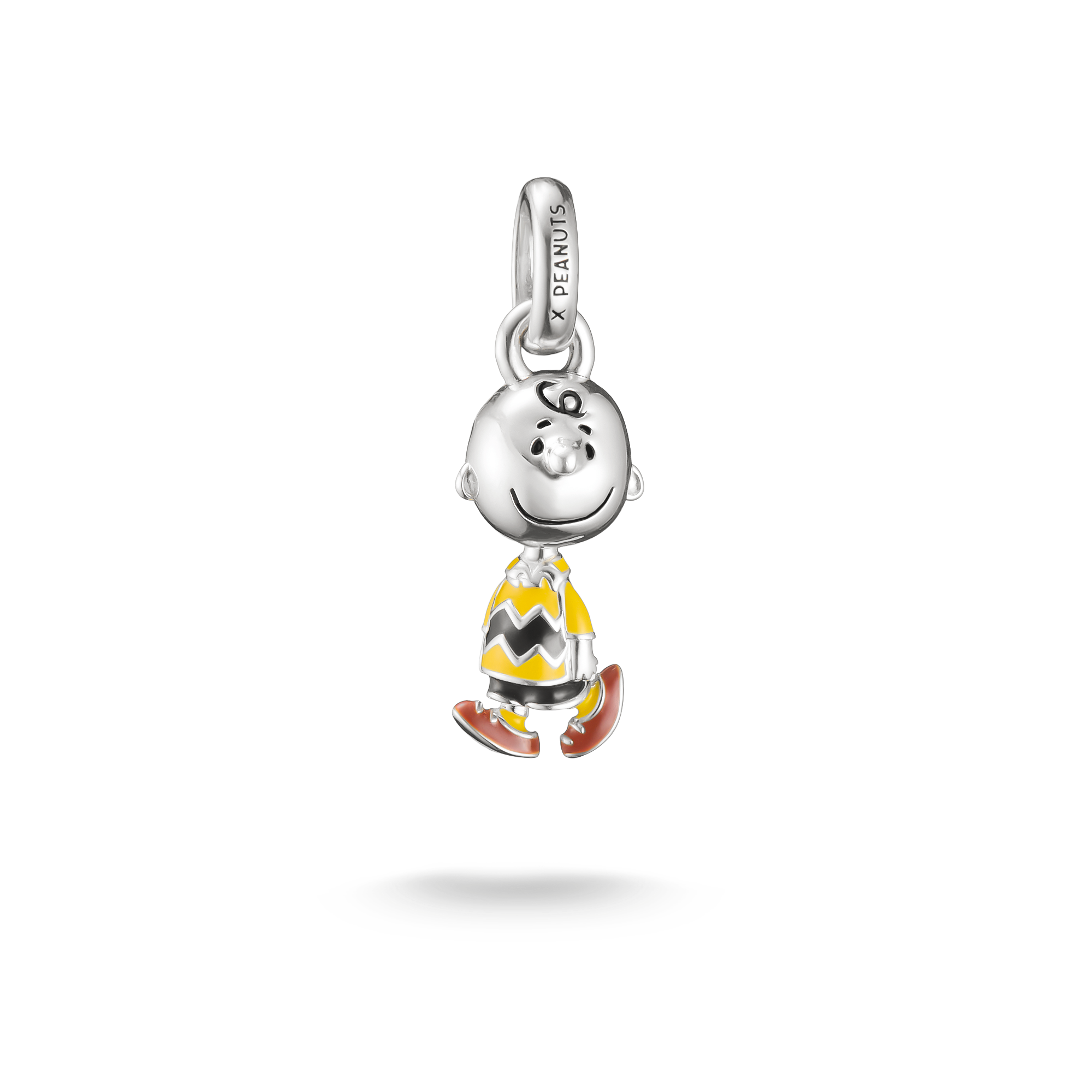 Thomas Sabo Charlie Brown Peanuts Charm aus Silber mit gelb schwarzem Shirt