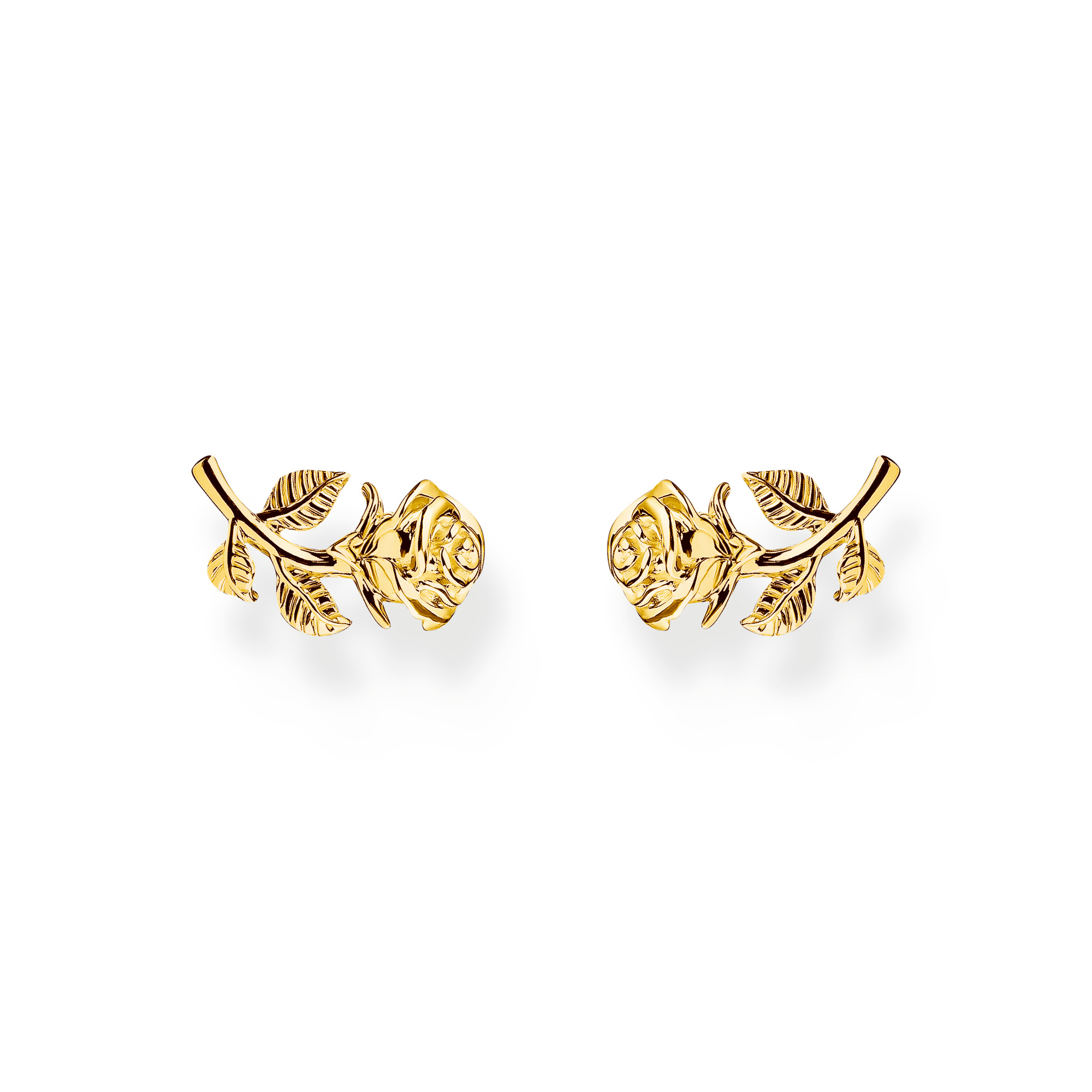 THOMAS SABO Ohrstecker Rose Roses Romance H2314-413-39 aus recyceltem 925 Silber, 18k vergoldet, ca. 14 x 7,7 mm, EAN 4051245601695