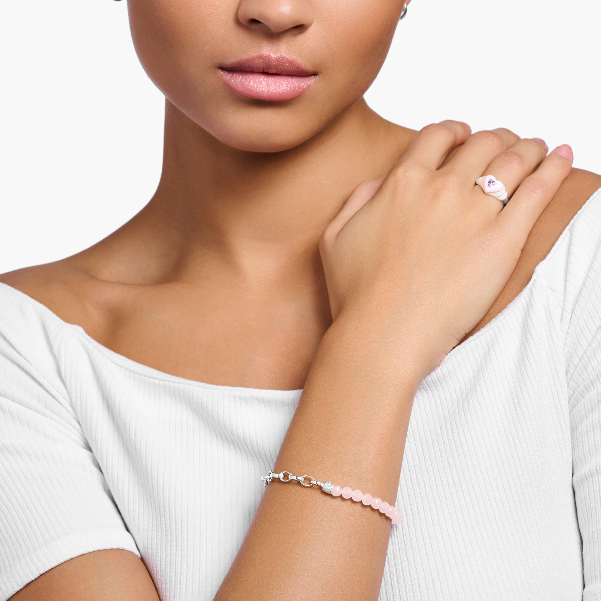 Thomas Sabo A2098-034-9-L17 Charm-Armband mit Rosenquarz