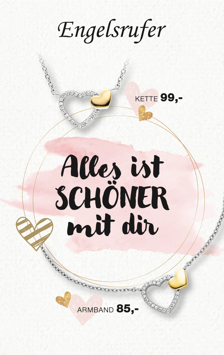 Engelsrufer Kette Herzen bicolor mit Zirkonia ERN-HEARTBEAT-ZI-BIG