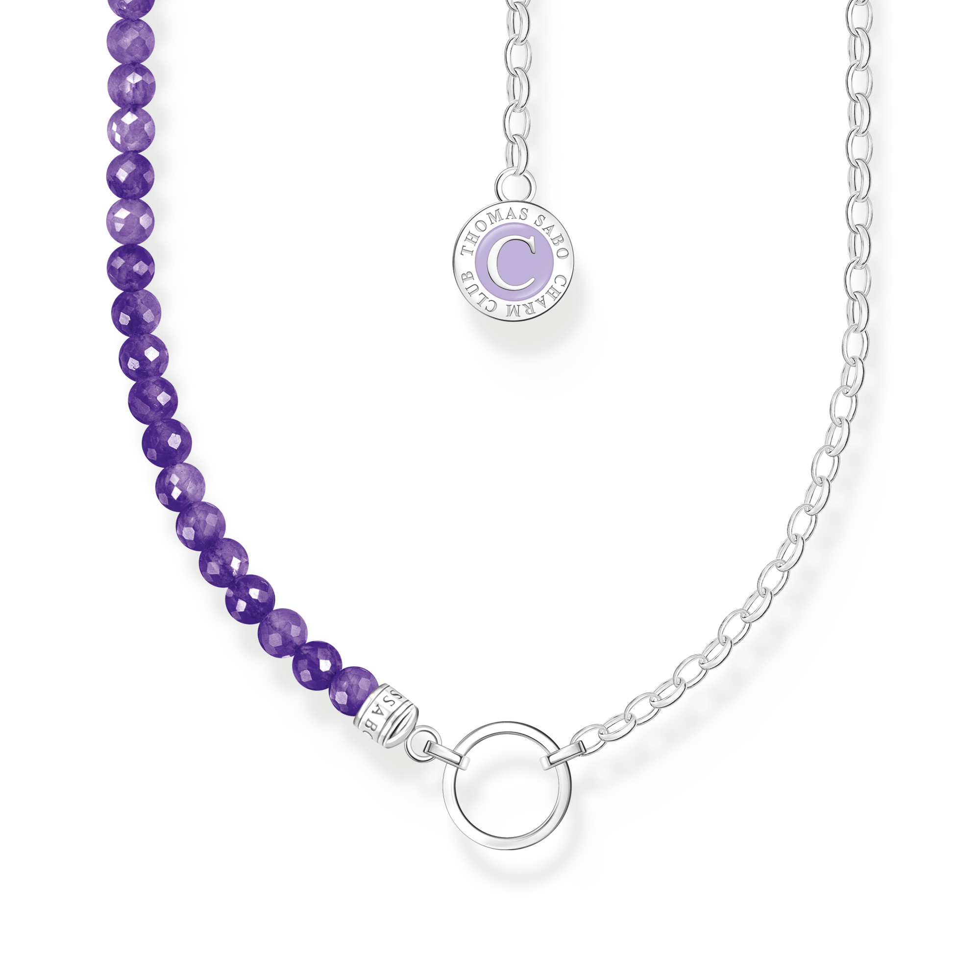 Thomas Sabo KE2190-007-13-L45V Member Charm-Kette mit Gliedern und imitiertem Amethyst Silber
