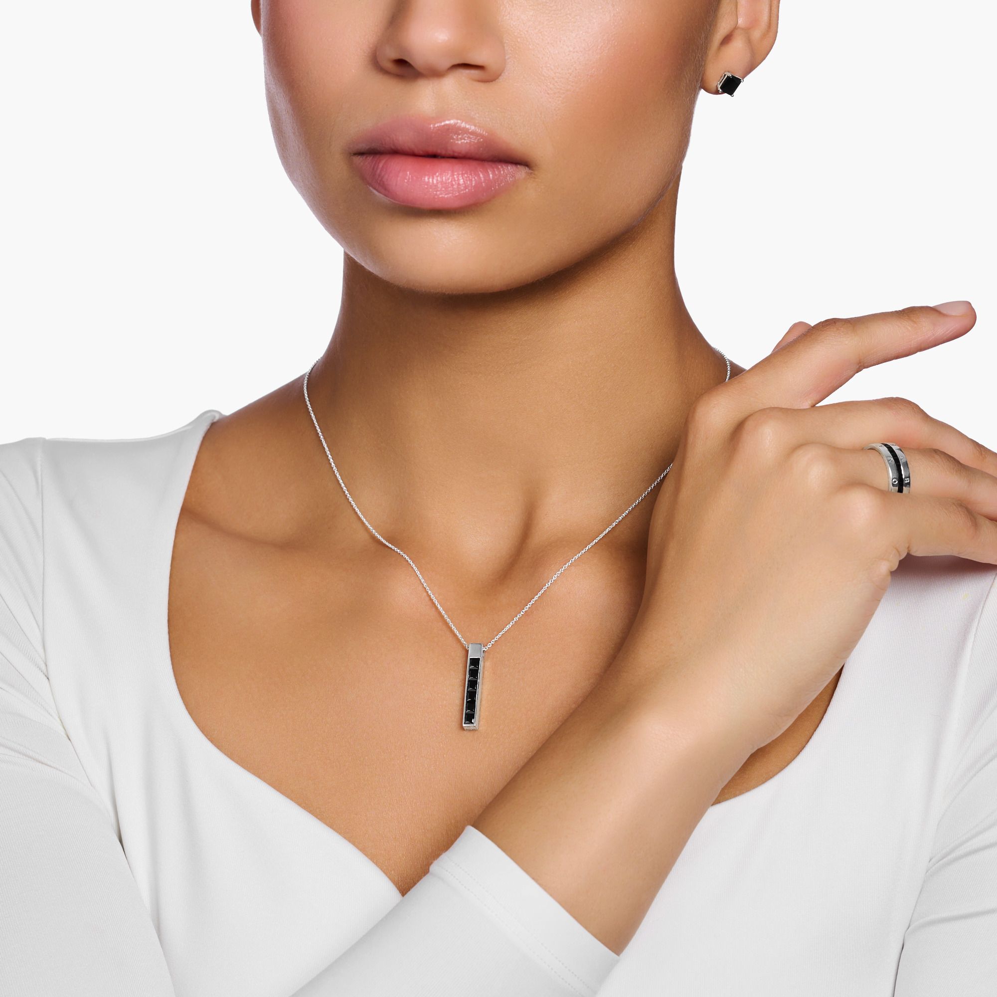 Thomas Sabo KE2113-643-11 Kette mit schwarzen Steinen Silber