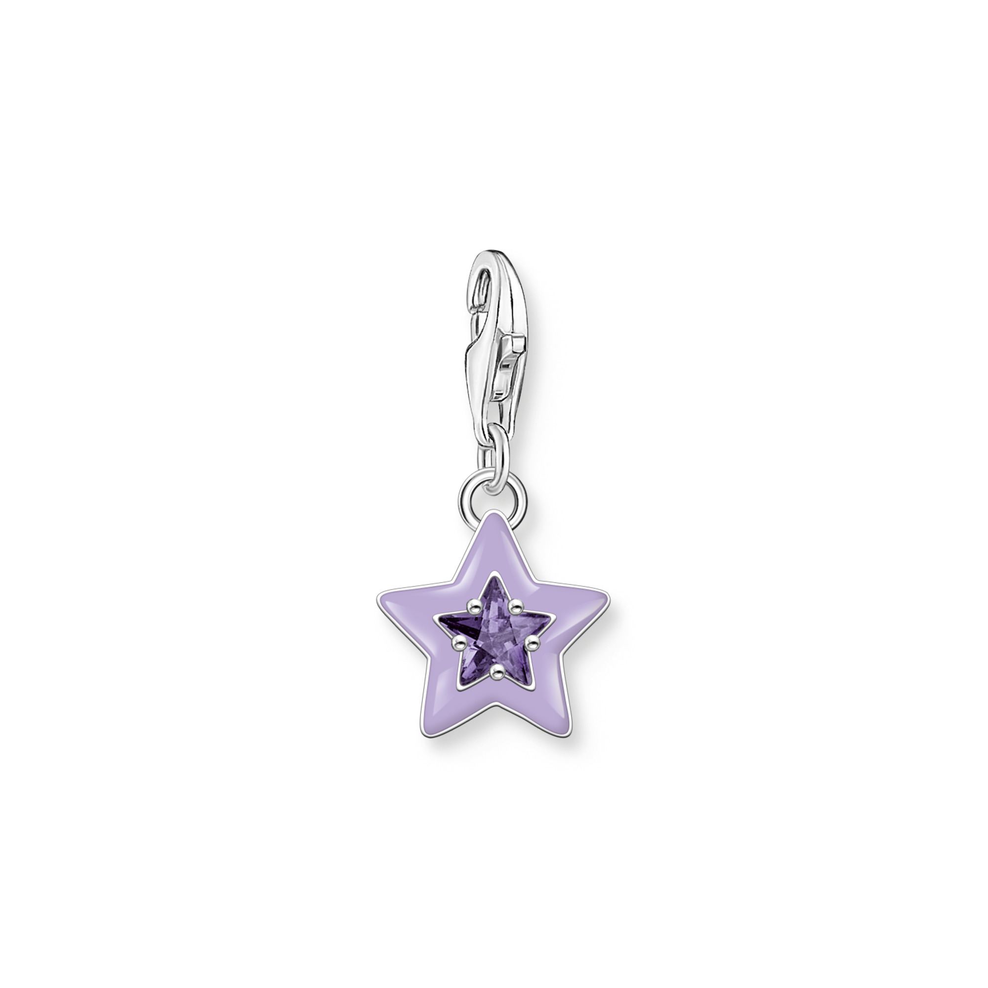 Thomas Sabo 2039-041-13 Charm-Anhänger Stern mit violetten Steinen und Kaltemaille Silber