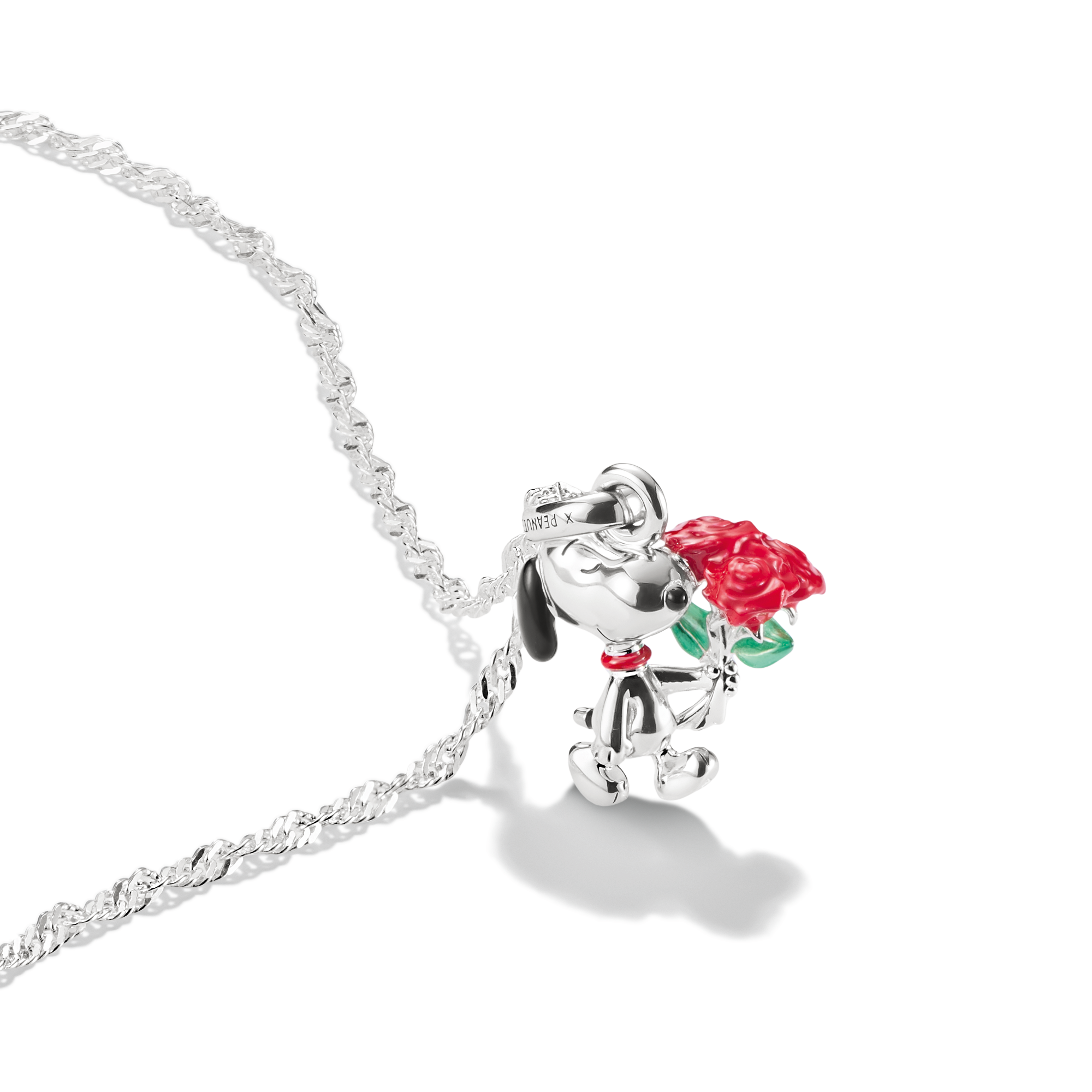THOMAS SABO x PEANUTS Kette Snoopy mit Rosen-Anhänger Silber