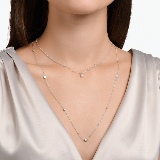 Thomas Sabo Kette Silber "Herzen und weiße Steine" KE2154-051-14-L42v