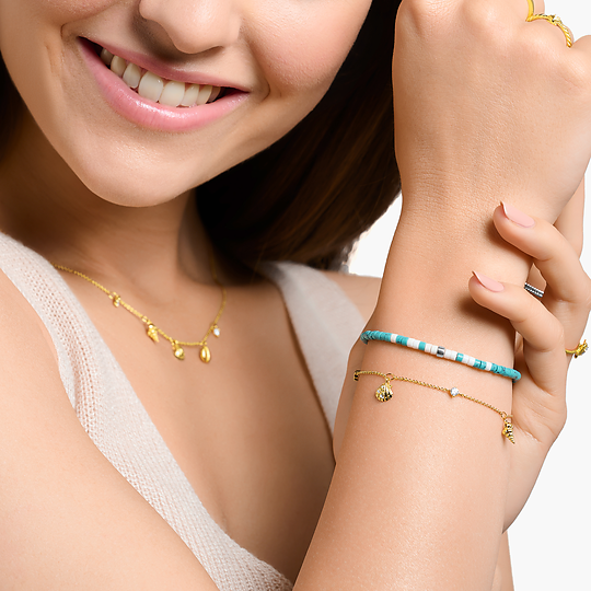 Thomas Sabo Armband Silber vergoldet "Muscheln und weiße Steine" A2060-414-14-L19v