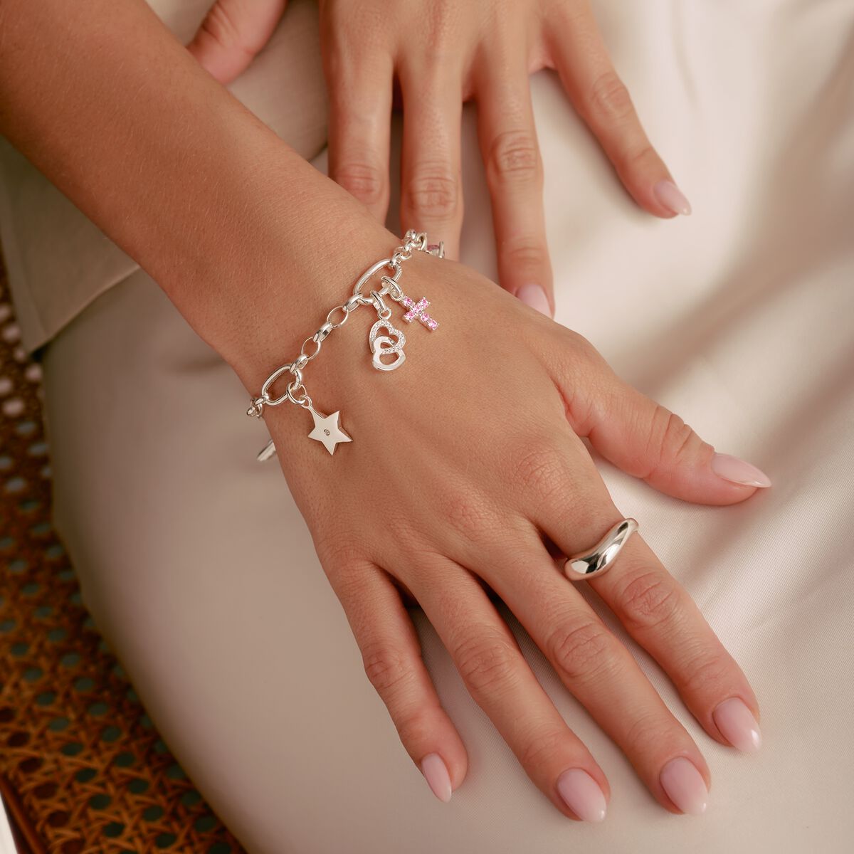 Thomas Sabo 1956-051-14 Charm-Anhänger Stern mit weißem Stein Connect Silber