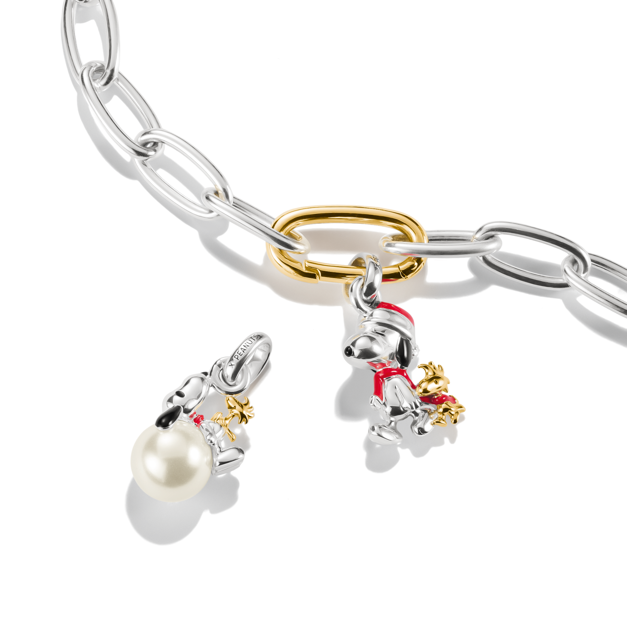 Charm-Anhänger Snoopy mit Woodstock Santa Edition PEANUTS Connect 18k Vergoldung