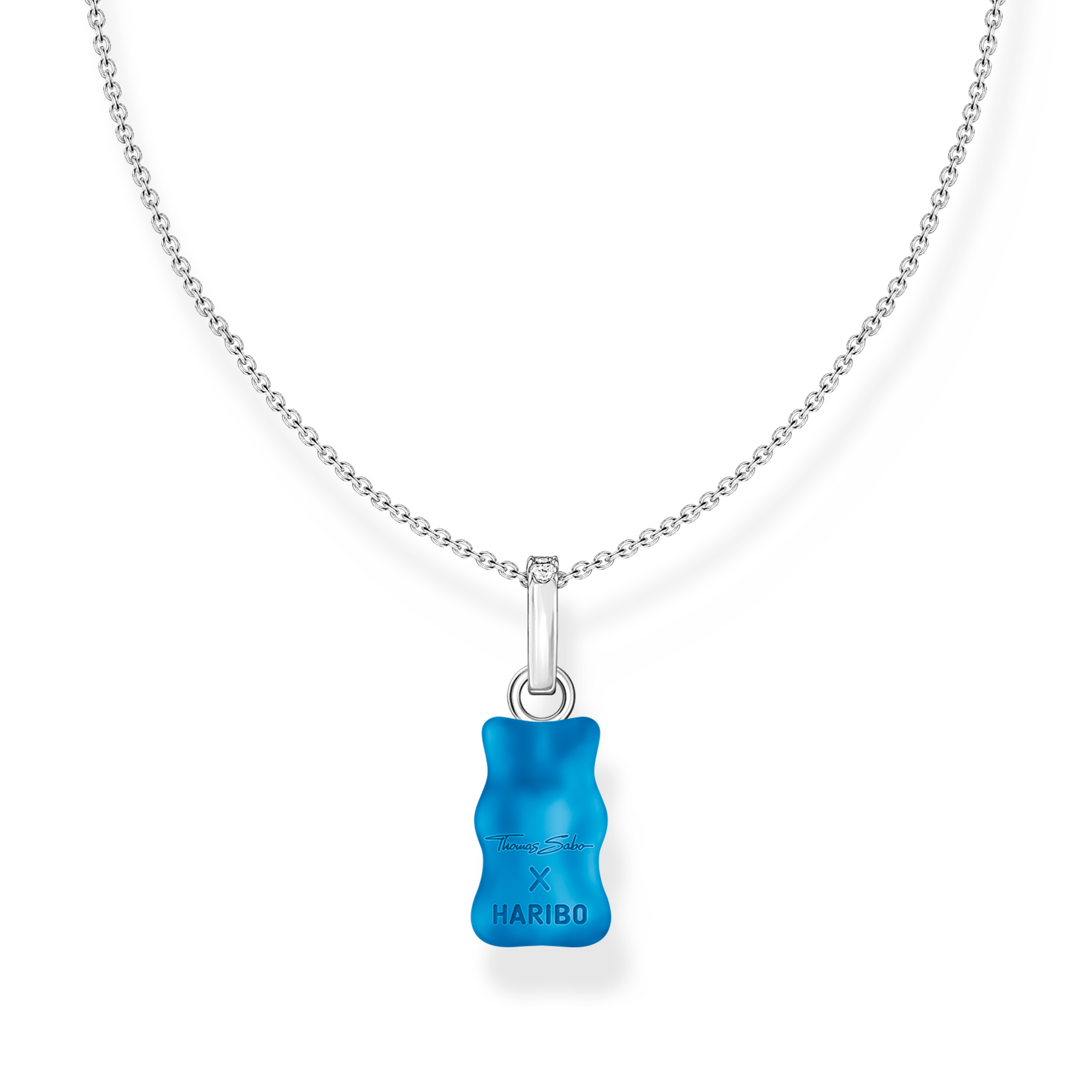 Thomas Sabo KE2209-052-1 Kette mit blauem Goldbären-Anhänger und Steinen