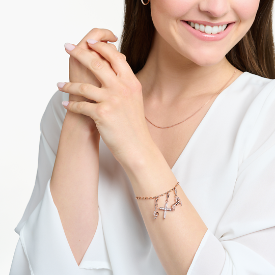 Thomas Sabo Charm Silber rosèvergoldet "Kreuz mit weißen Steinen" 1913-416-14