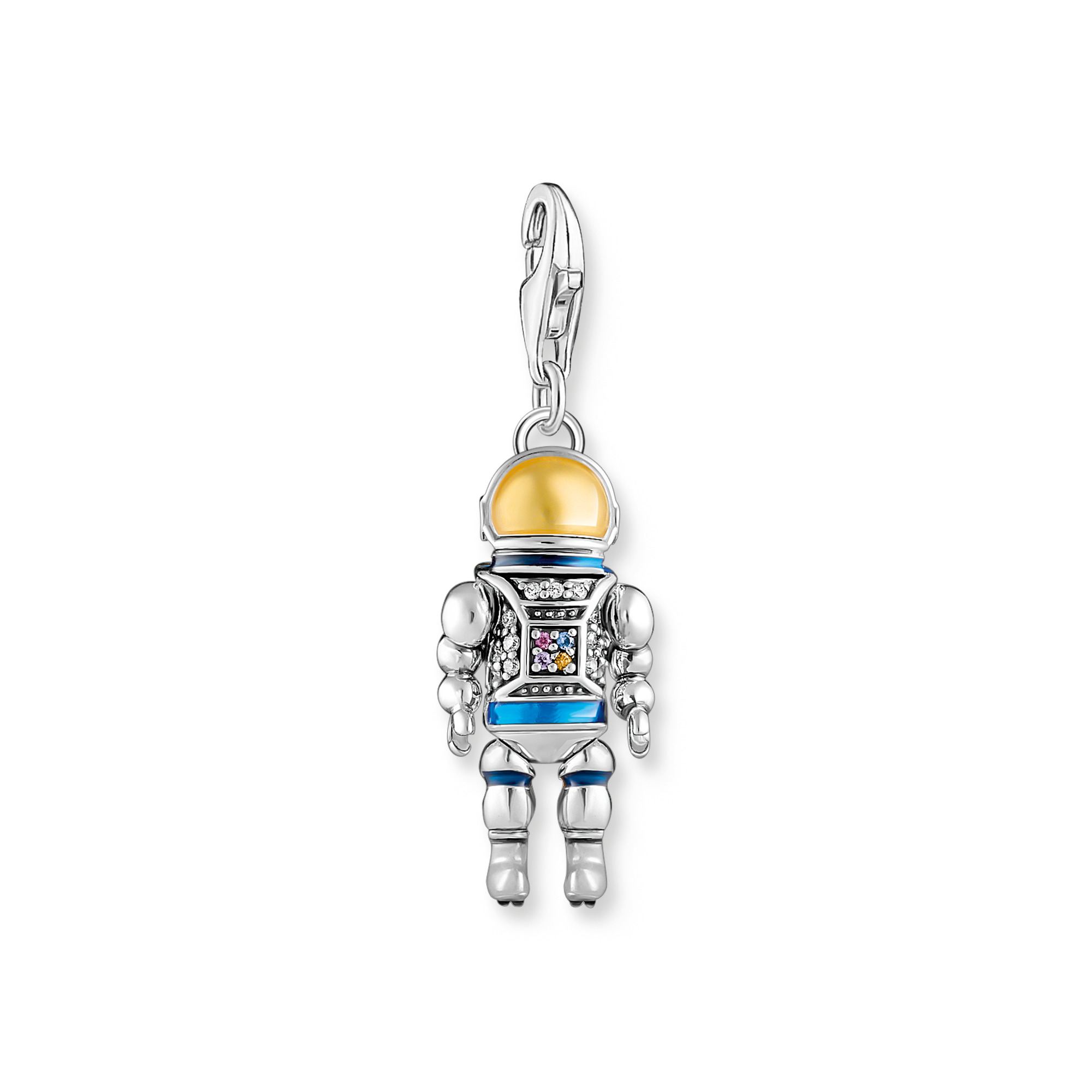 Thomas Sabo 2037-691-7 Charm-Anhänger Astronaut mit bunten Steinen Silber geschwärzt