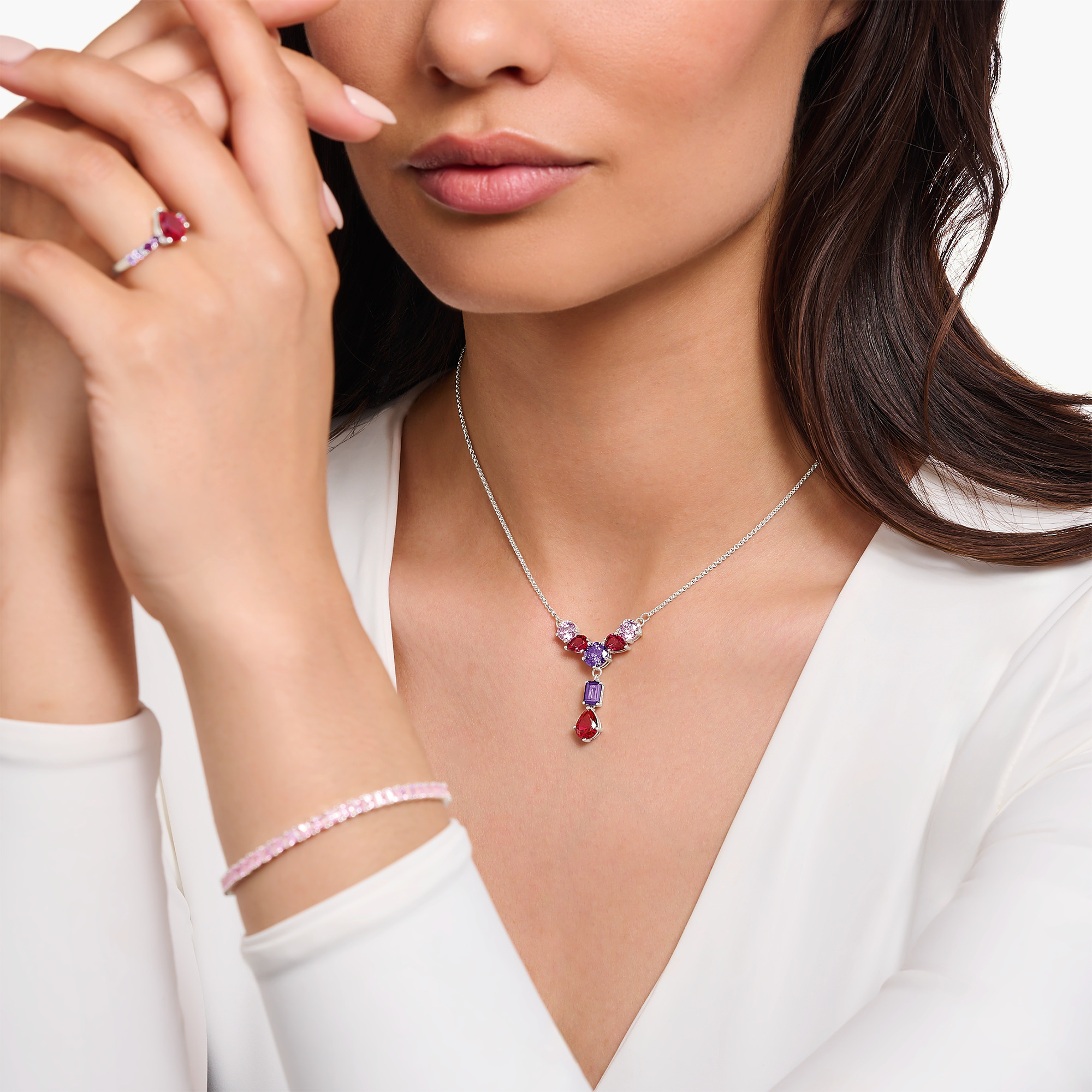 Thomas Sabo Halskette Y-Stil 7 bunte Steine KE2195-477-7