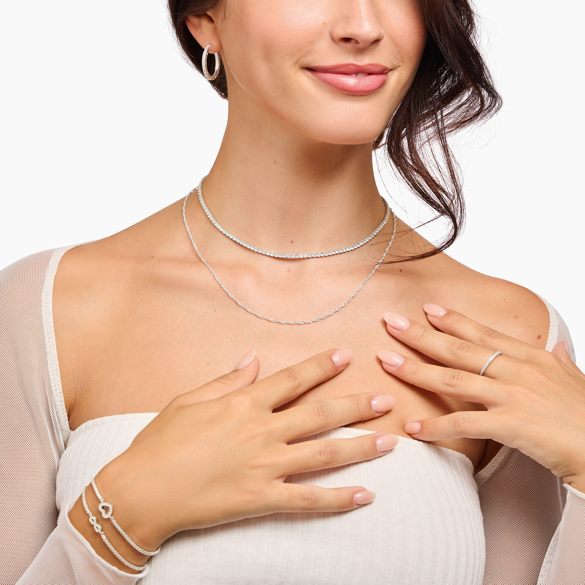 THOMAS SABO Tennis-Kette Silber mit weißen Zirkonia KE2303-051-14