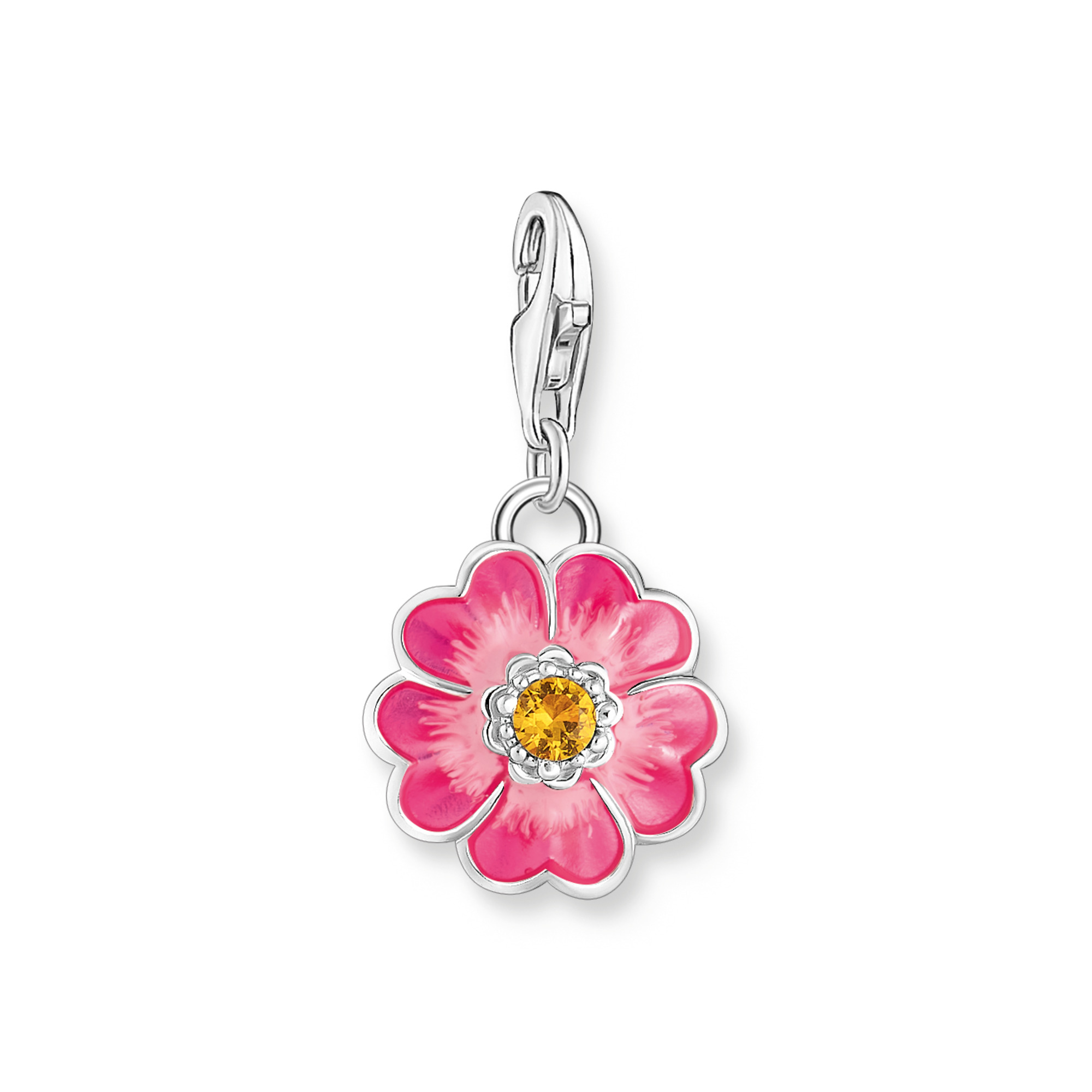 Thomas Sabo 2208-496-7 Charm-Anhänger Blume Flower Pink Silber