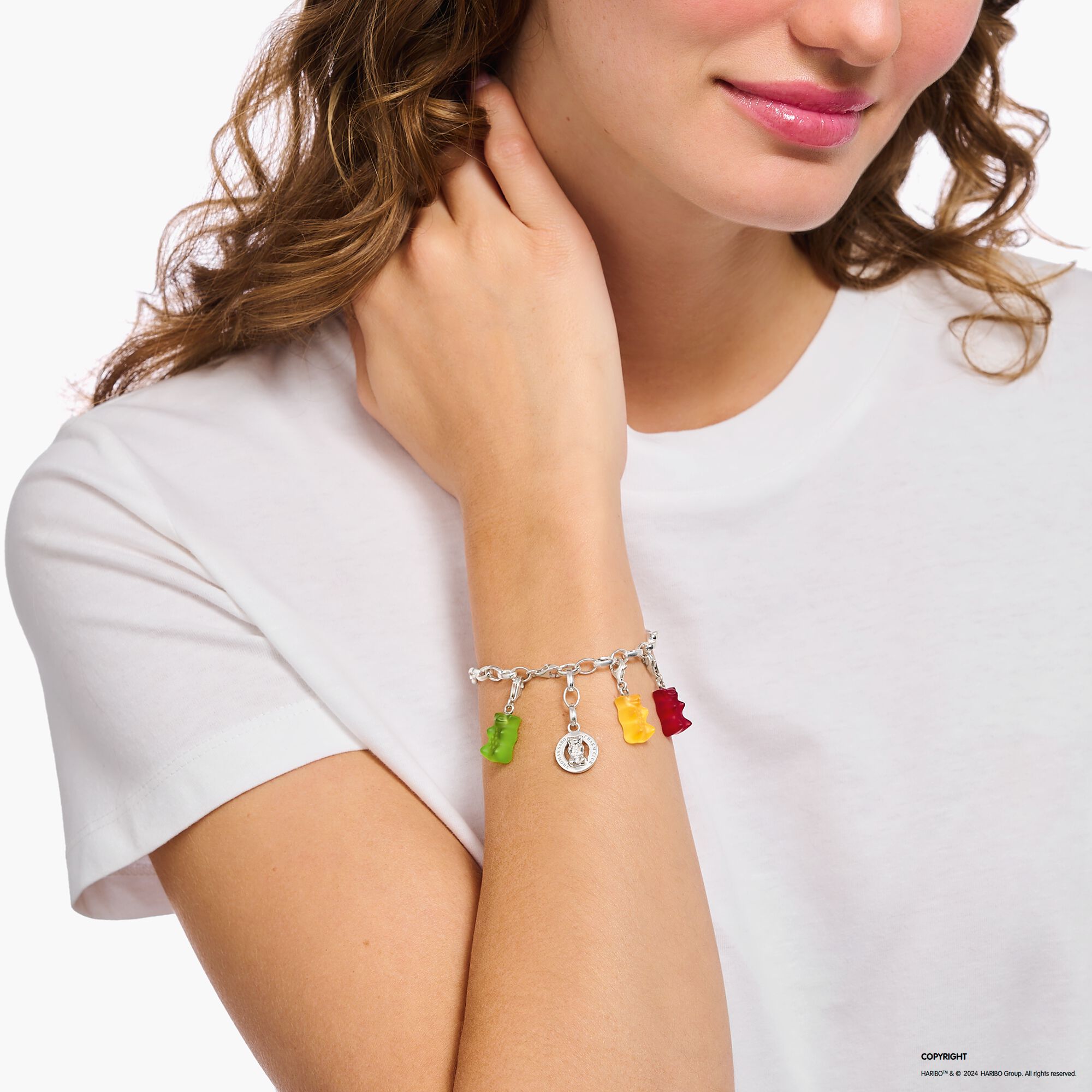 Thomas Sabo 2189-017-10 Charm-Goldbären-Anhänger in Rot Silber