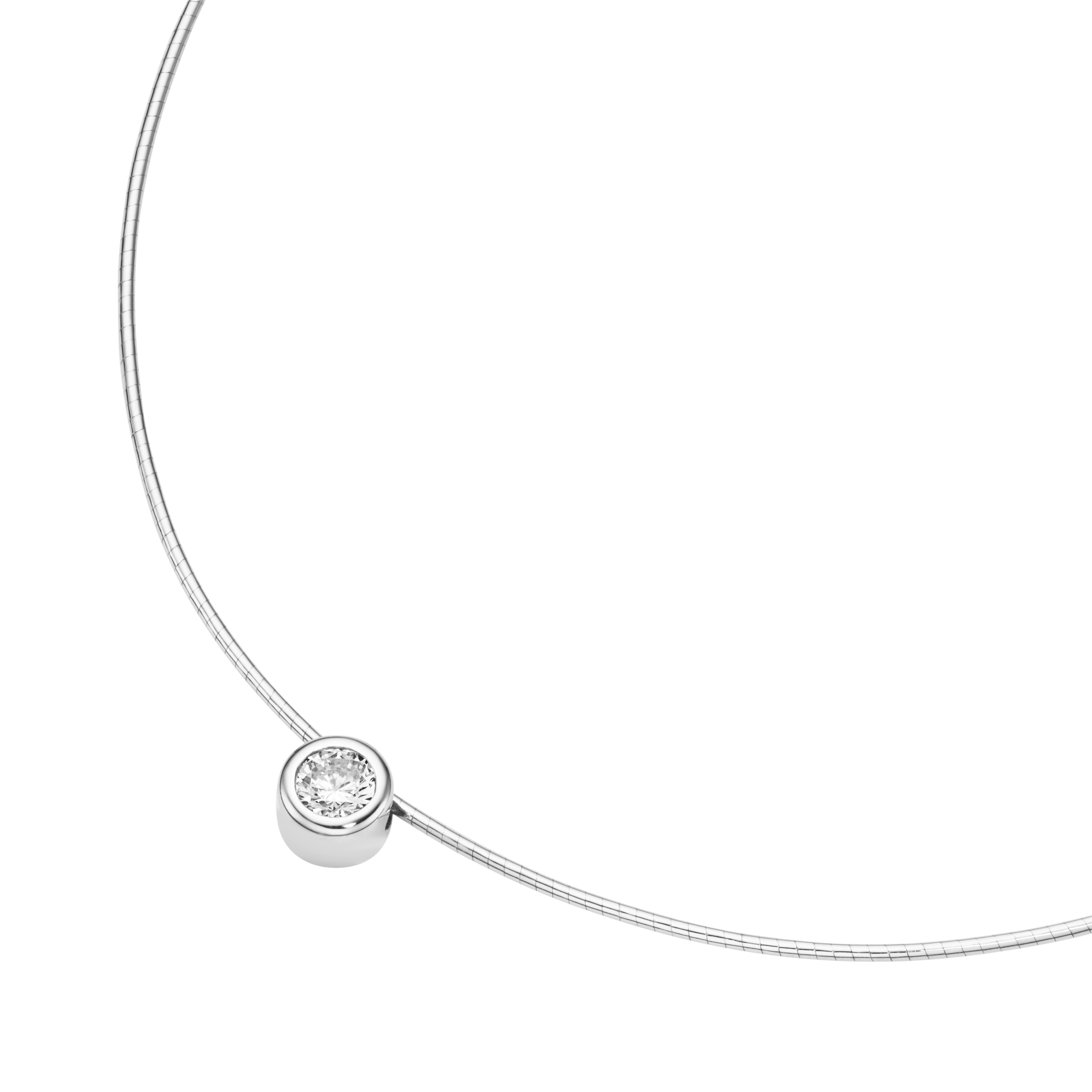 Giorgio Martello Omegakette 43 cm aus 925 Silber rhodiniert mit rundem Durchzieher-Anhänger und weißem Zirkonia 912849430