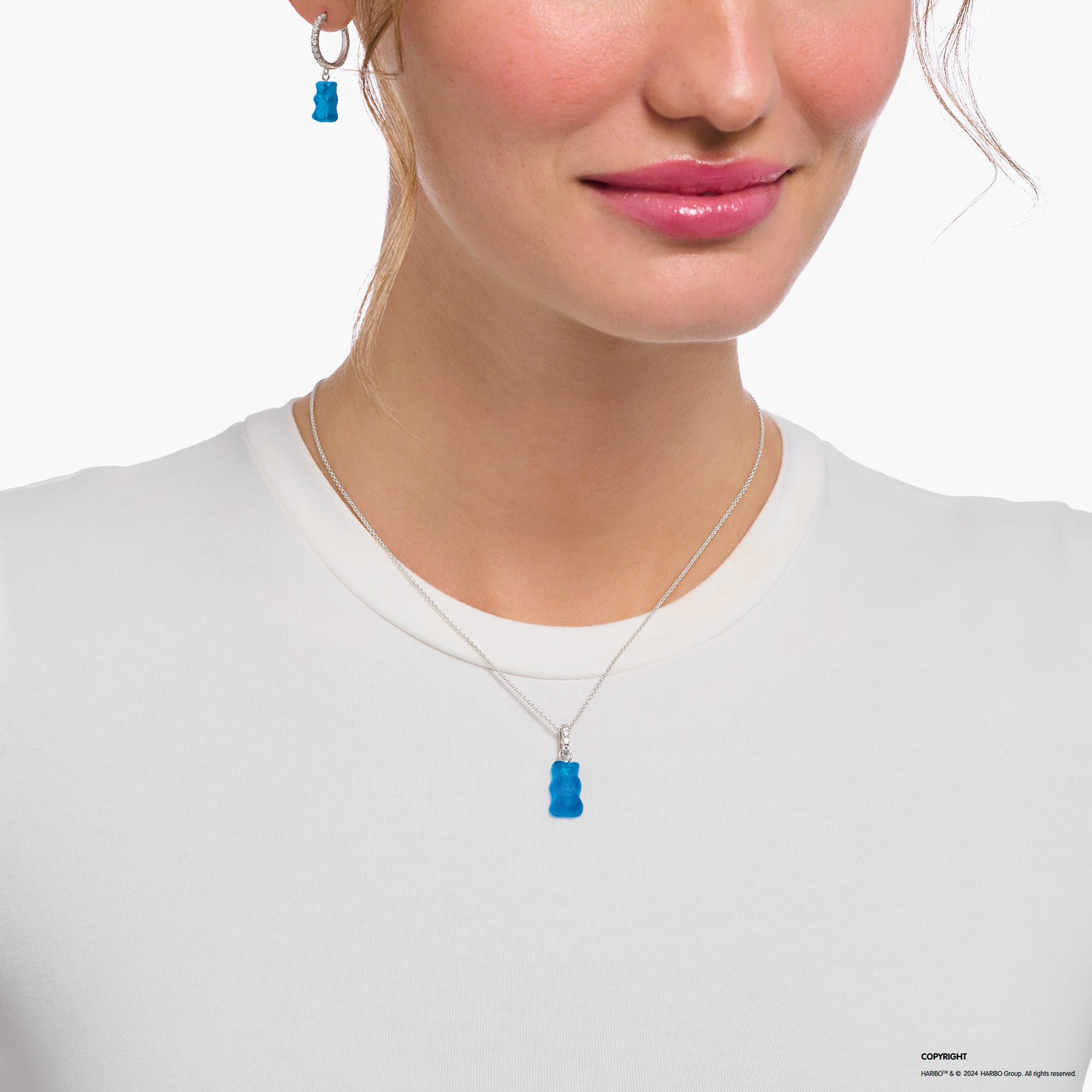 Thomas Sabo KE2209-052-1 Kette mit blauem Goldbären-Anhänger und Steinen