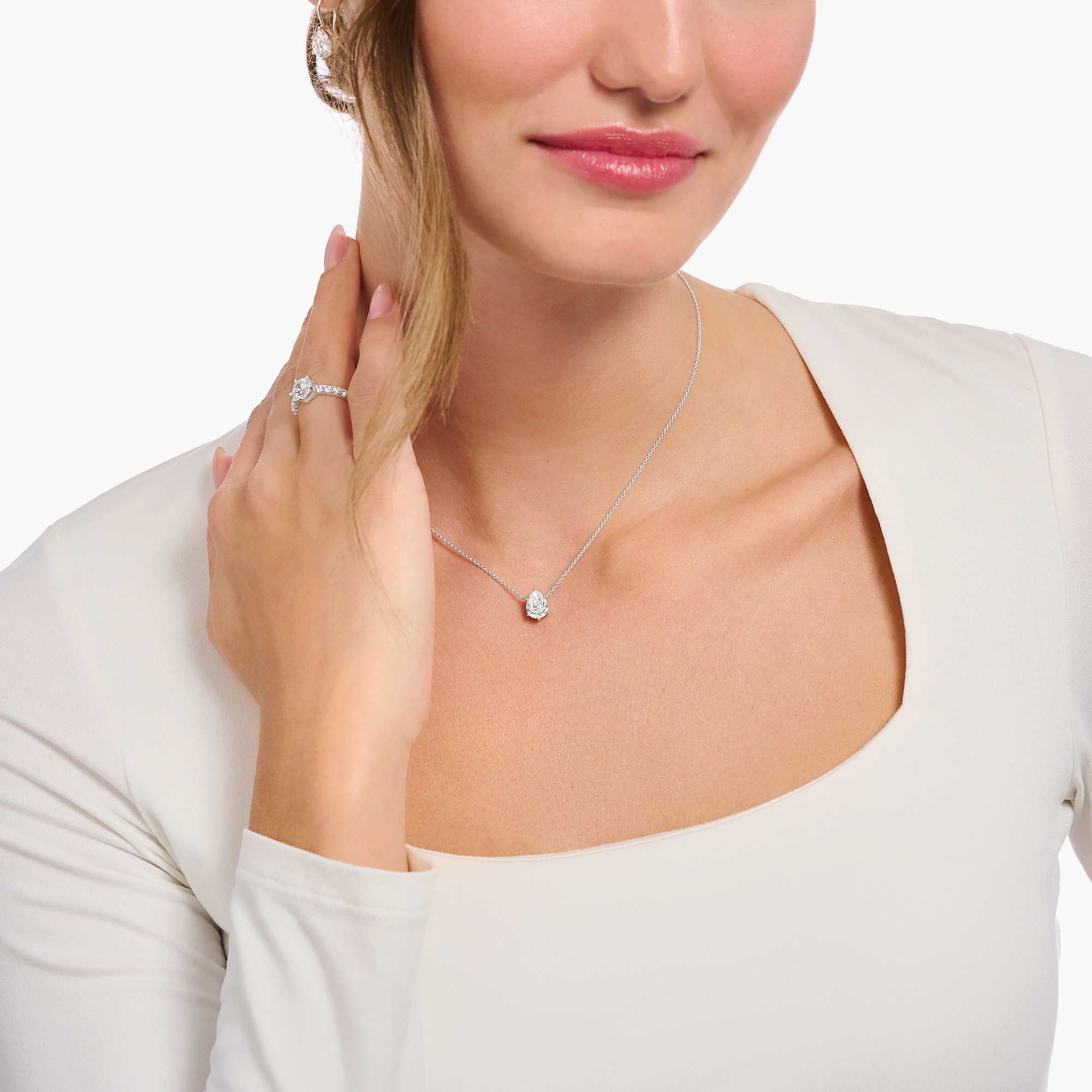 Thomas Sabo KE2213-051-14 Kette mit weißem Tropfen-Anhänger