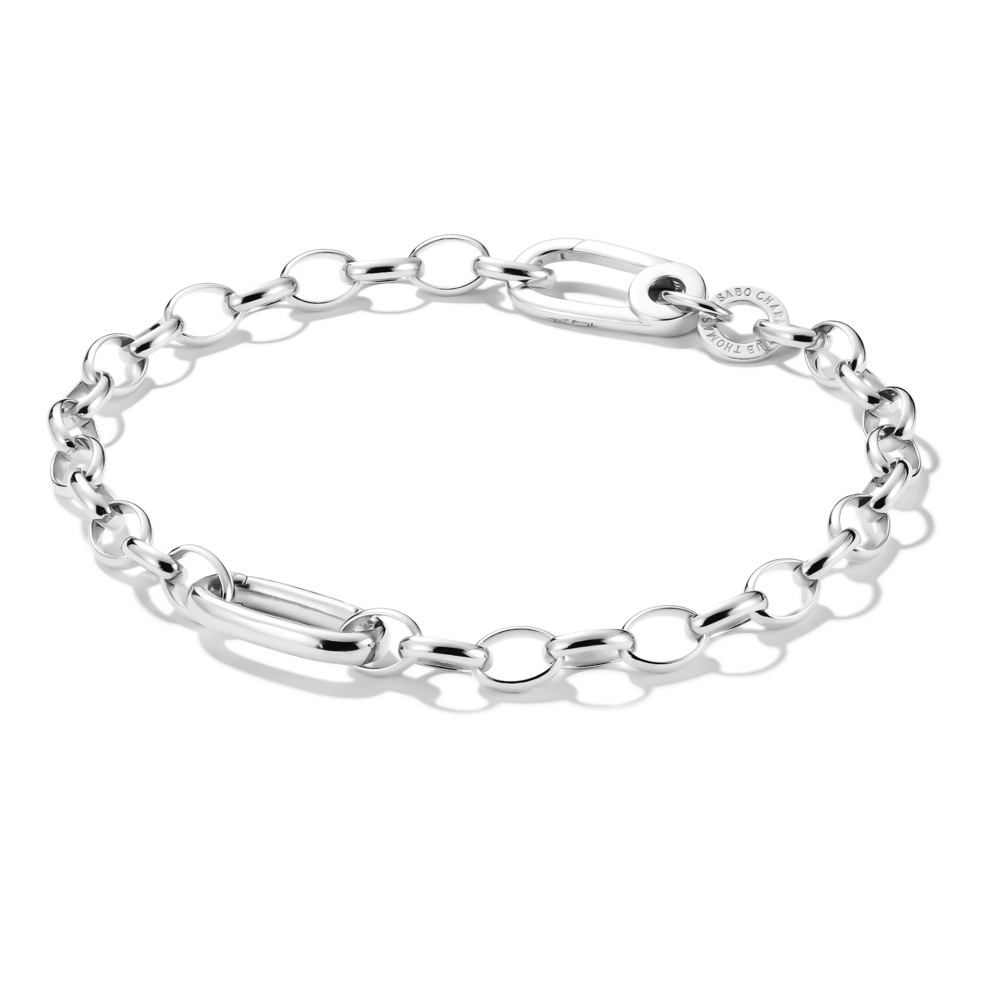 THOMAS SABO Charm-Armband aus recyceltem 925 Sterlingsilber mit ovalem Connect Link und Kettengliedern, C1202-001-21-L19, EAN 4051245616217