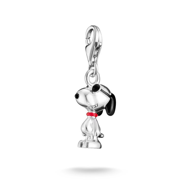 THOMAS SABO PEANUTS Charm Snoopy mit Sonnenbrille aus 925 Silber geschwärzt mit Emaille, Karabiner, Höhe 22 mm, Art. 2245-664-11, EAN 4051245636581