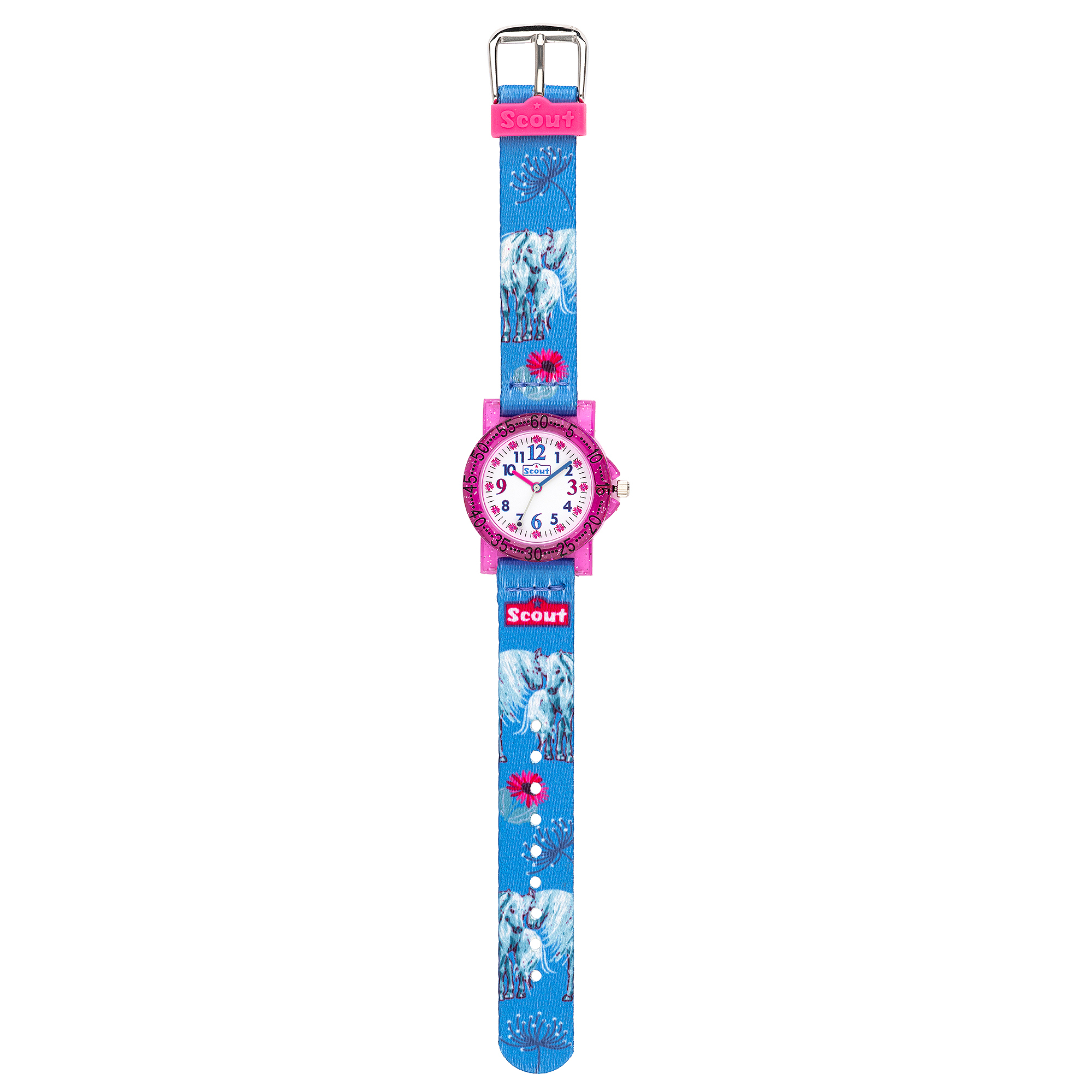 Scout Kinder-Uhr The IT-Collection 33mm Pferd Textilband hellblau 5bar