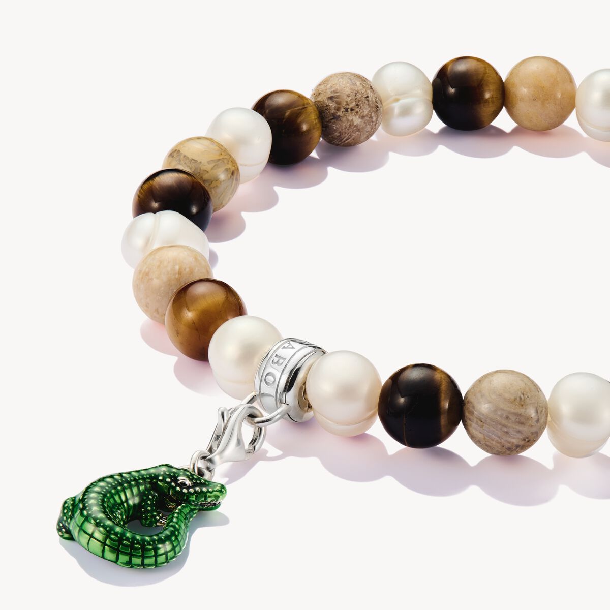 Thomas Sabo X0293-014-7-L17 Bead-Armband mit naturfarbenen Steinen Silber