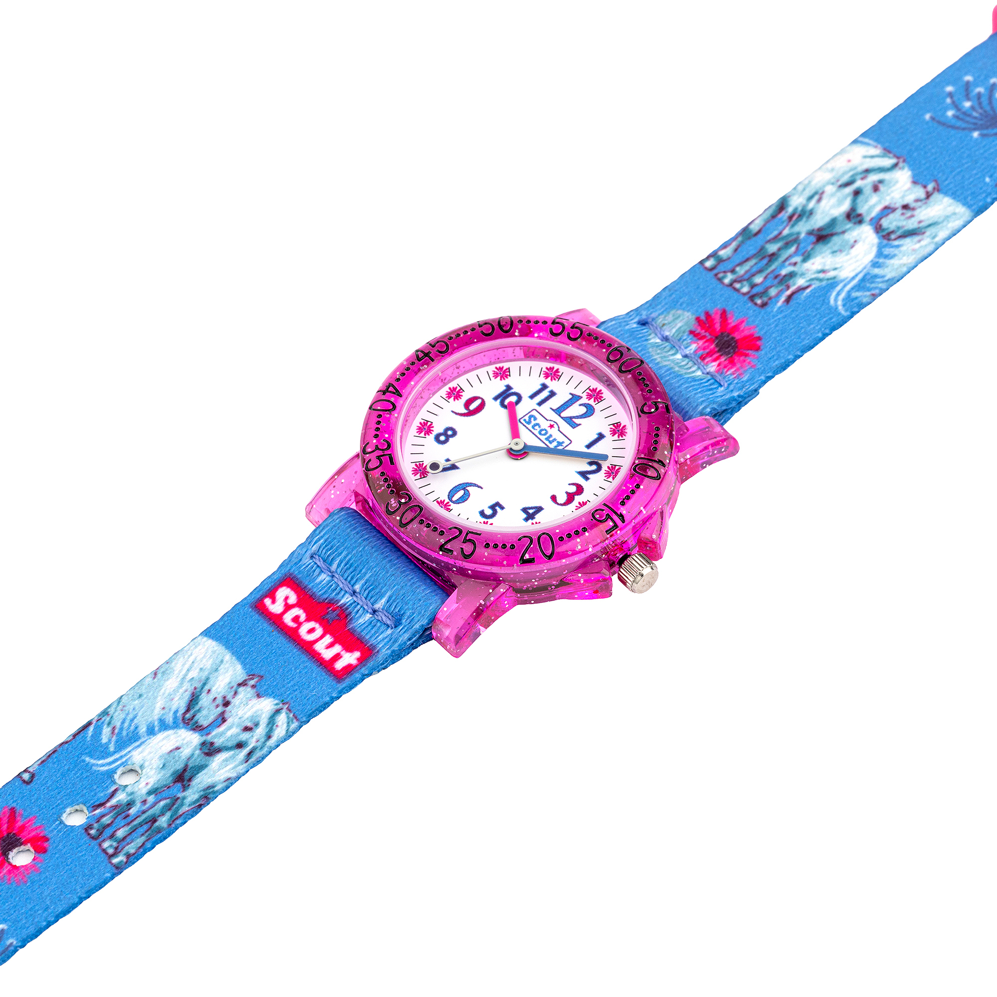 Scout Kinder-Uhr The IT-Collection 33mm Pferd Textilband hellblau 5bar