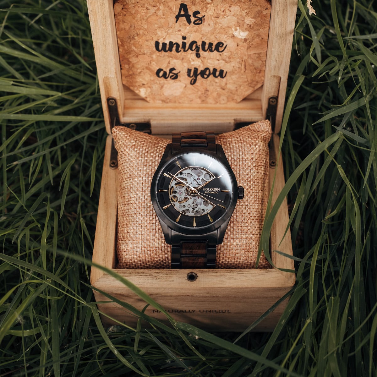 Holzkern Herrenuhr Woodleigh Ahorn & Schwarz