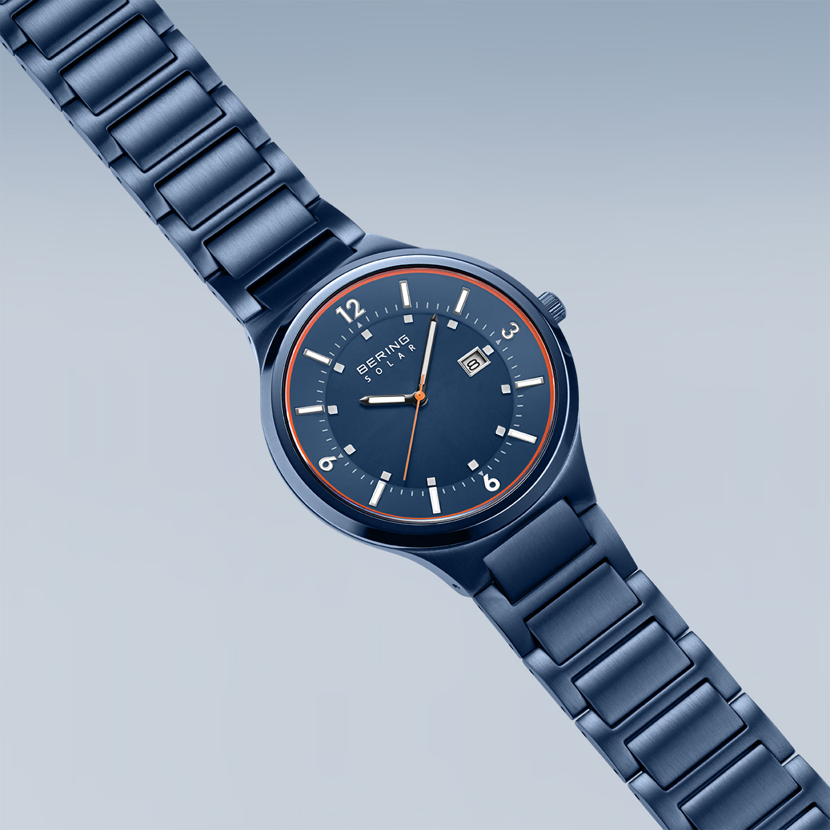 Bering Herrenuhr Solar blau 42 mm 14442-797