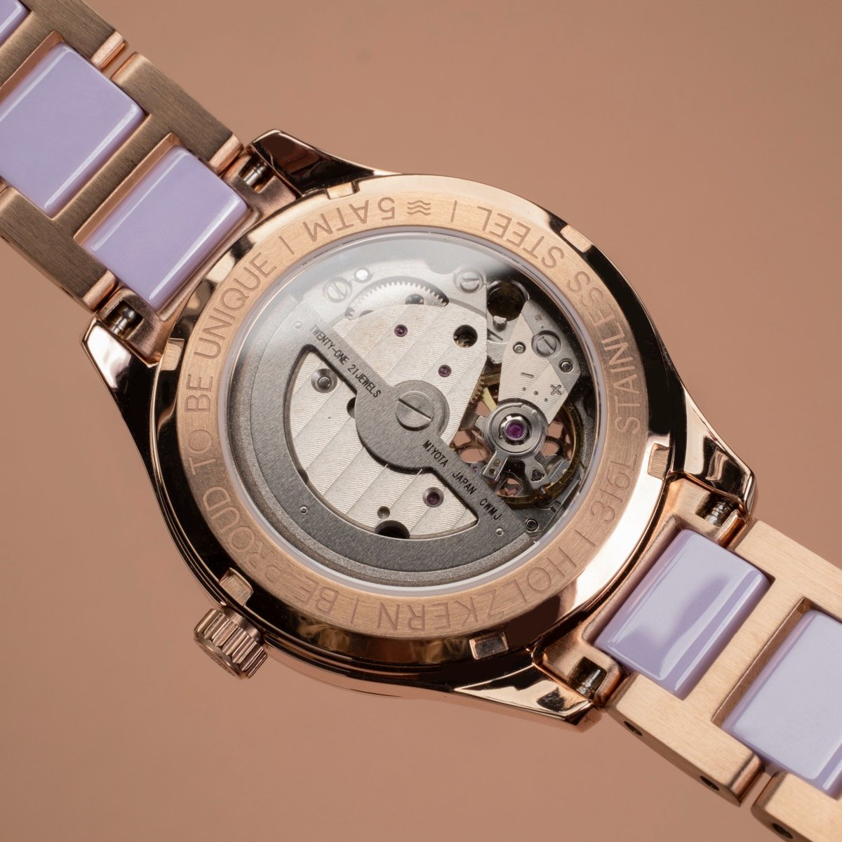 Holzkern Damenuhr Kaleidoscopic Amethyst & Keramik