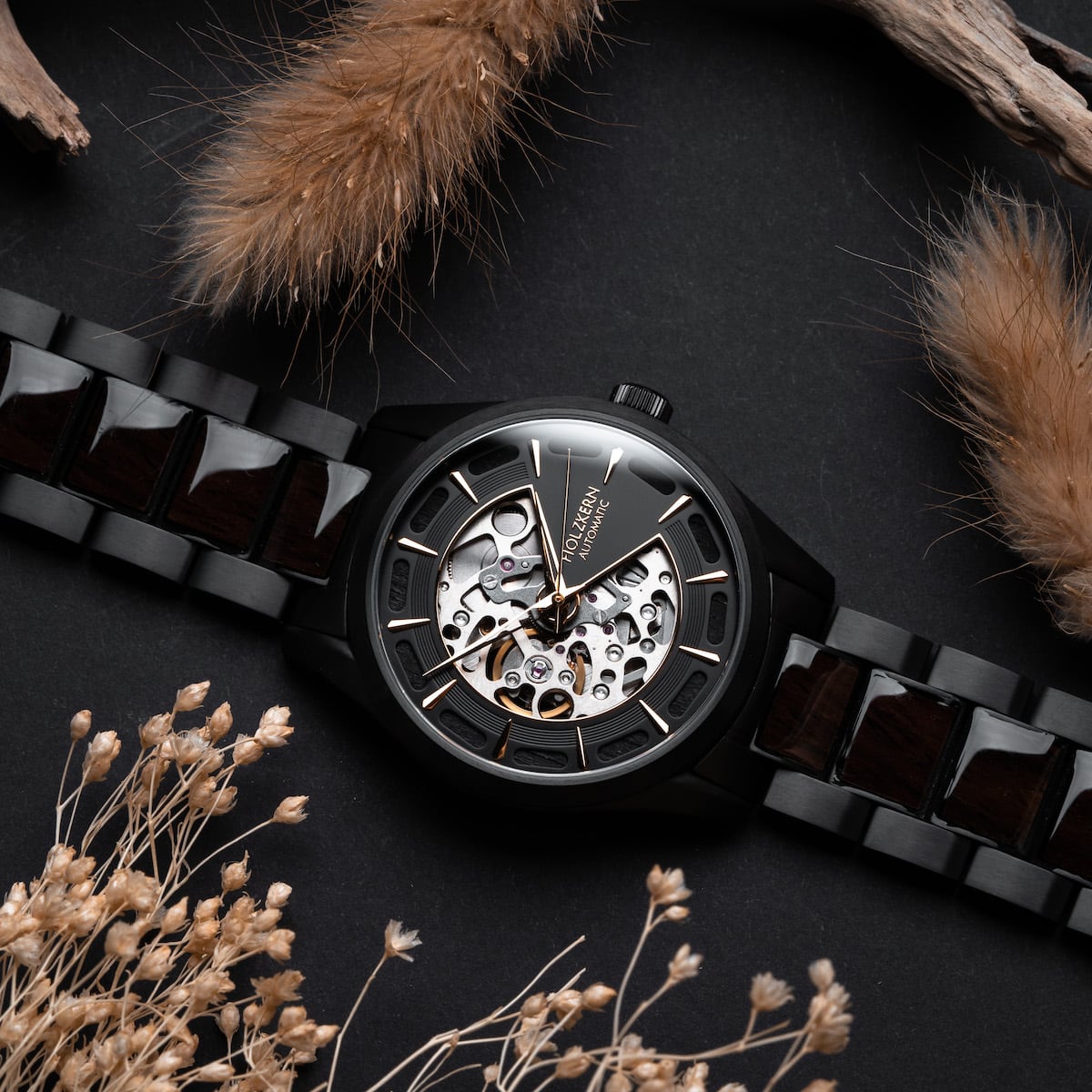 Holzkern Herrenuhr Woodleigh Ahorn & Schwarz