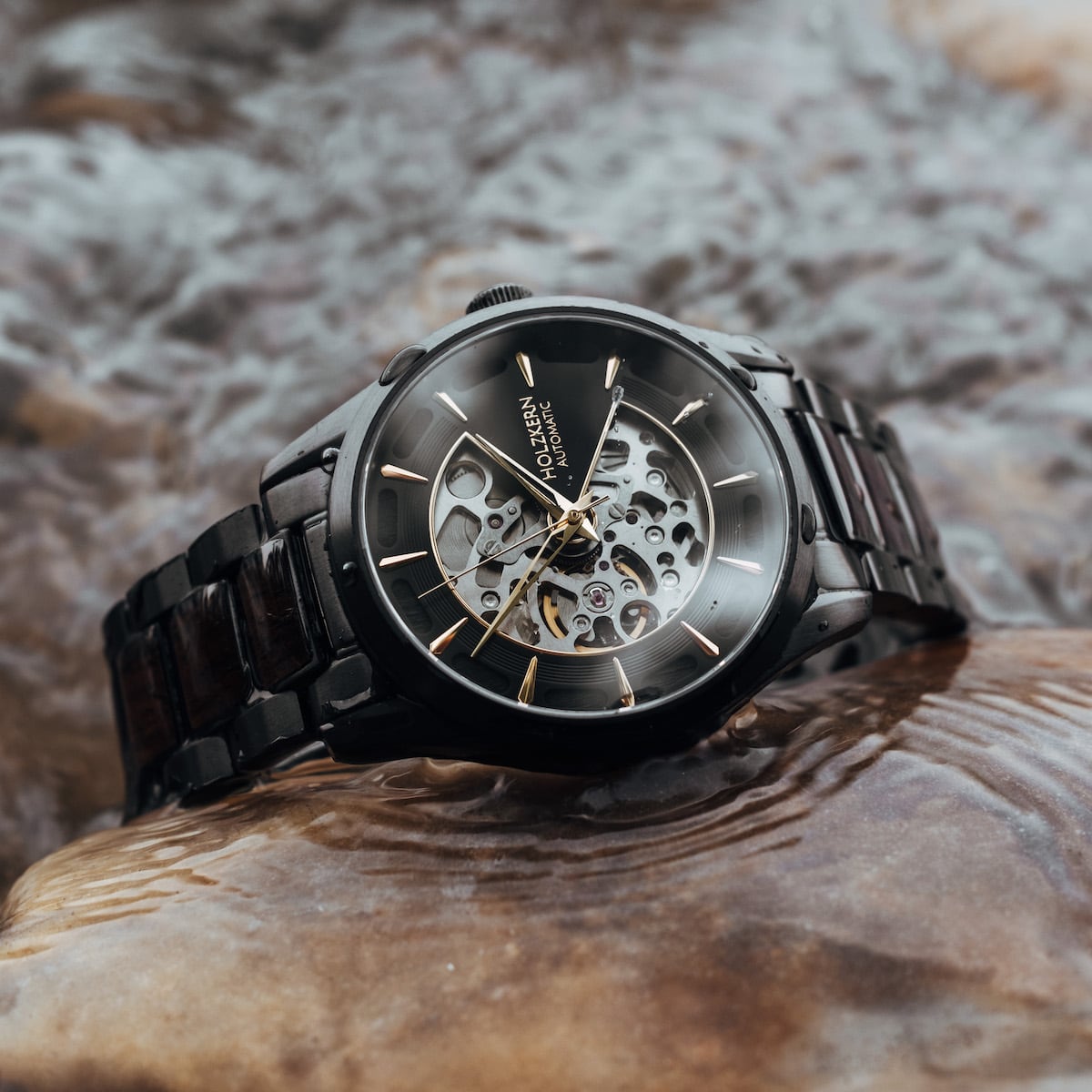 Holzkern Herrenuhr Woodleigh Ahorn & Schwarz