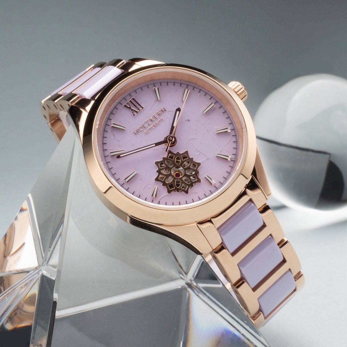 Holzkern Damenuhr Kaleidoscopic Amethyst & Keramik