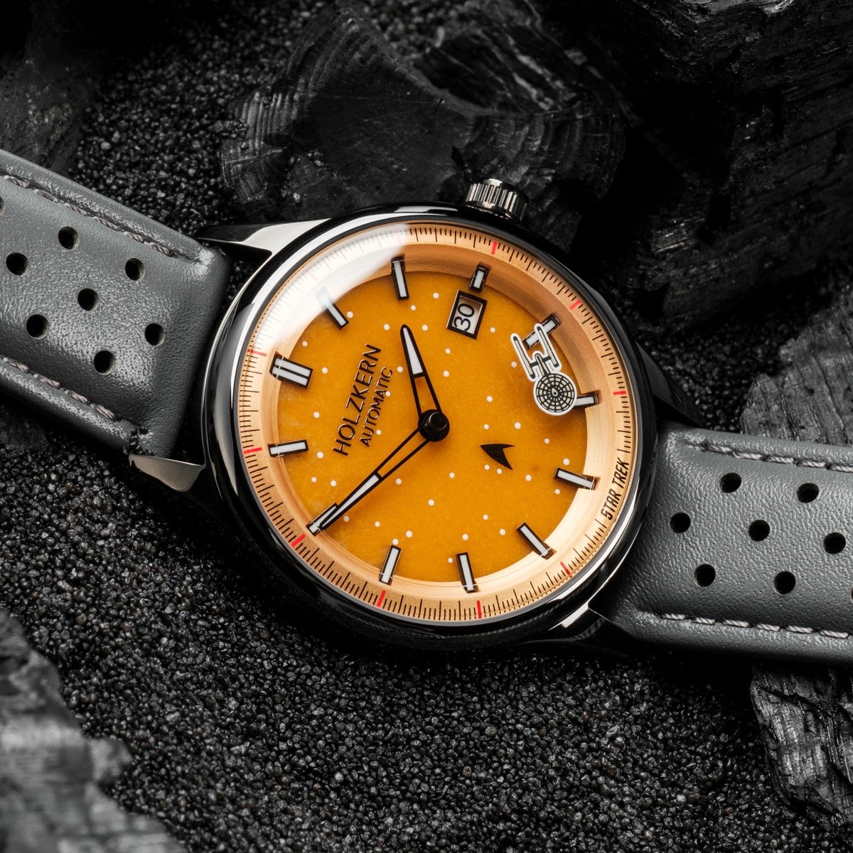 Holzkern Herrenautomatikuhr NCC-1701 Jade & Dunkelgrau