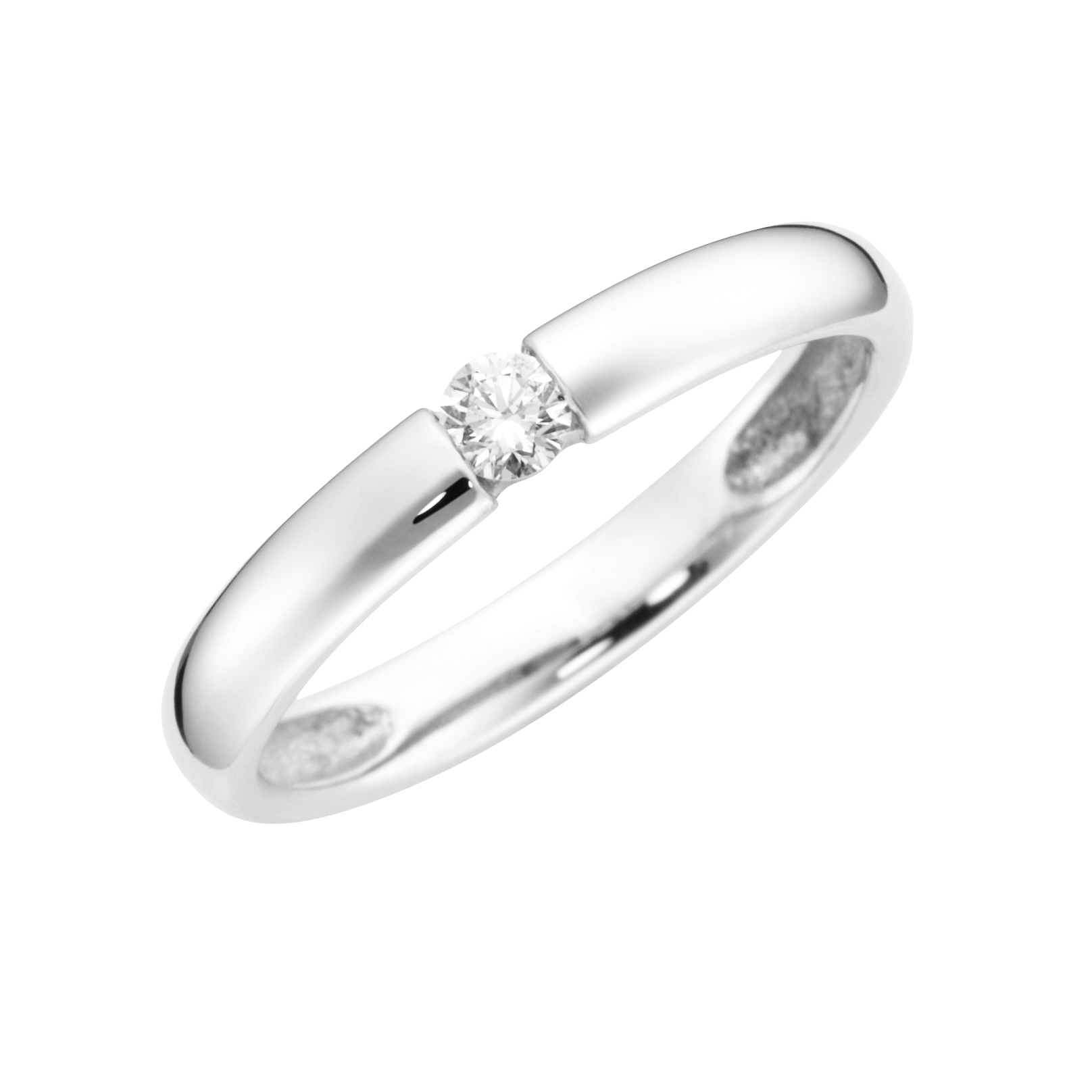 Spannring aus Weißgold 375/- mit weißem Zirkonia Ø 3,0 mm Ringweite 50