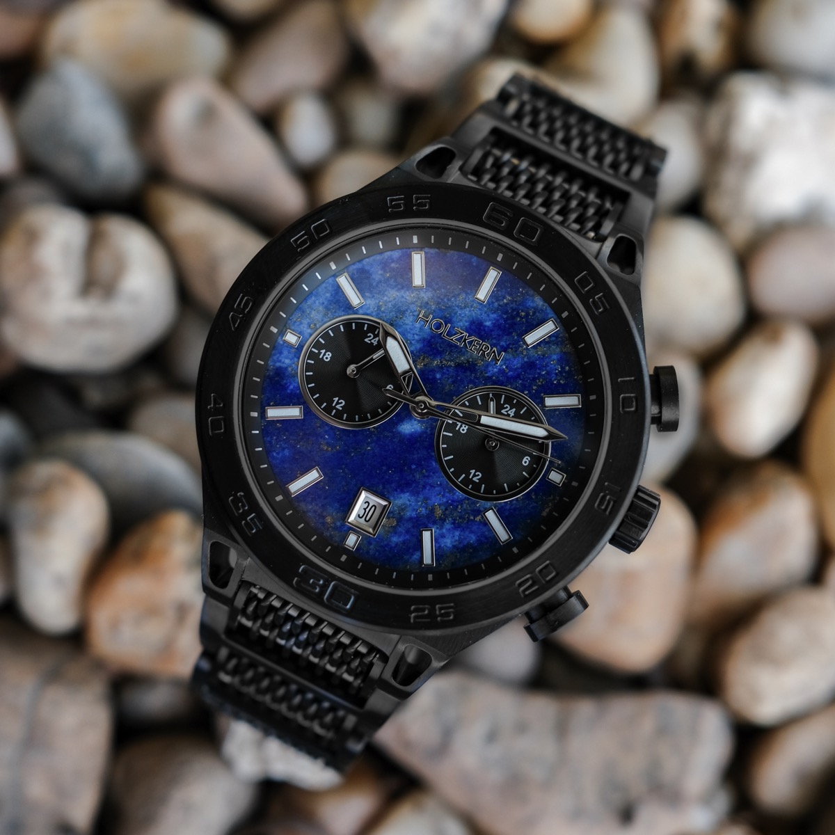 Holzkern Herrenuhr Aoraki Lapislazuli & Schwarz