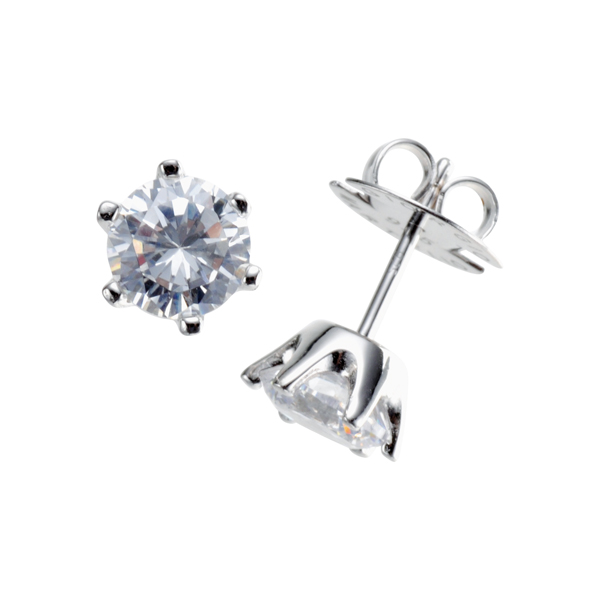Giorgio Martello Ohrstecker 404409 aus rhodiniertem 925 Silber mit 2 weißen Zirkonia Ø 7 mm in Krappenfassung