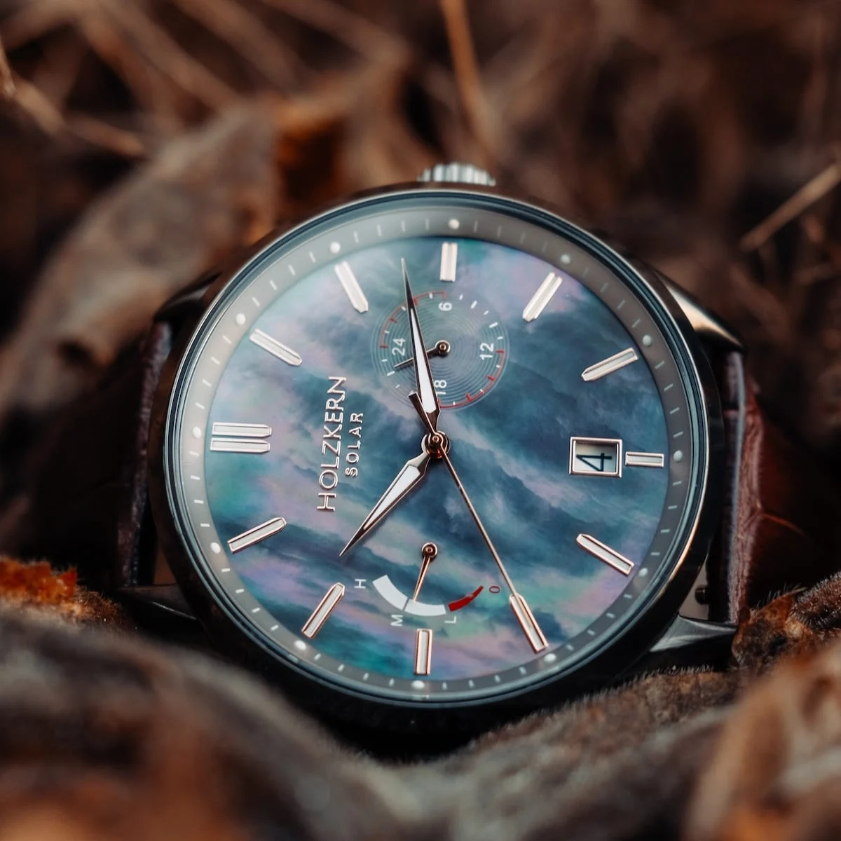Holzkern Herrenuhr Substantial Perlmutt/Dunkelgrau