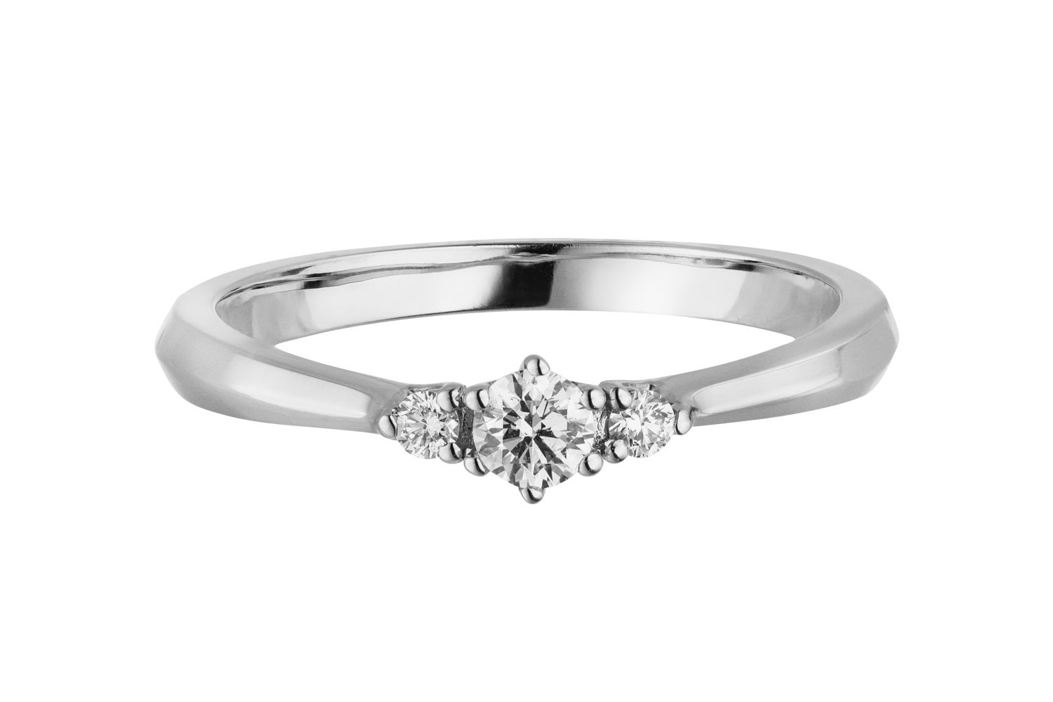 Damenring 77047-54 aus 585 Weißgold mit 3 Brillanten, zusammen 0,195 ct w/si, Ringweite 54, EAN 4066065001174