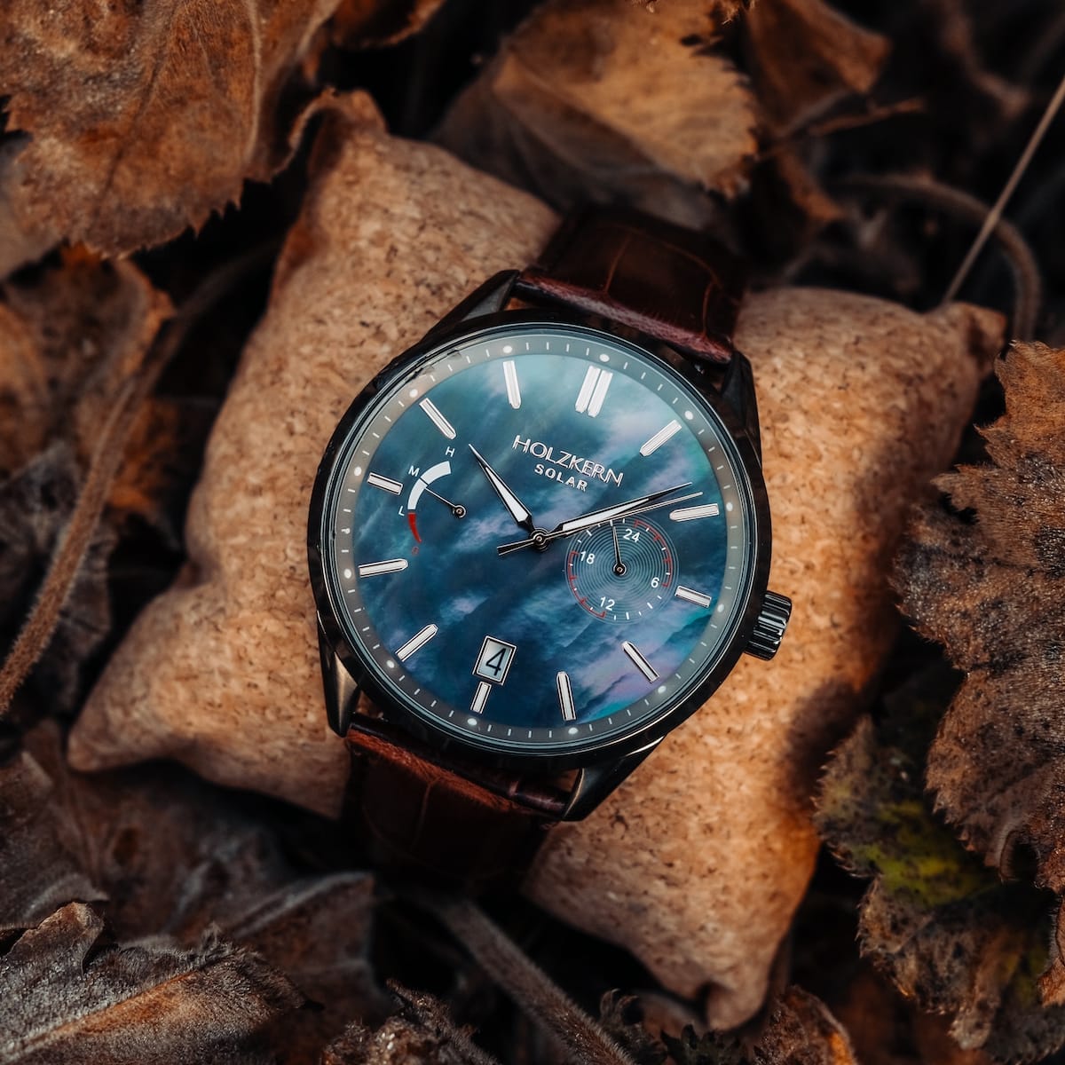Holzkern Herrenuhr Substantial Perlmutt/Dunkelgrau