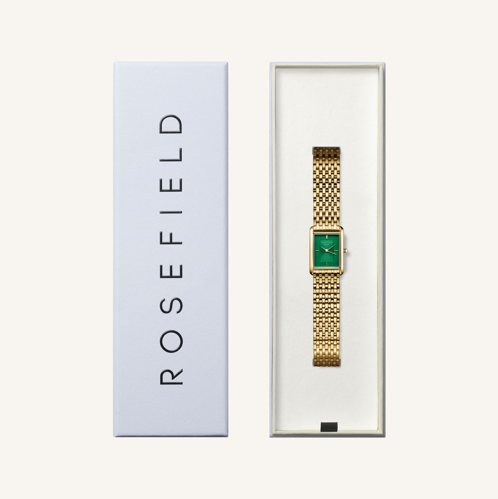 Rosefield HEGSG-H05 Damenuhr Heirloom Smaragd-Grün Gold eckig