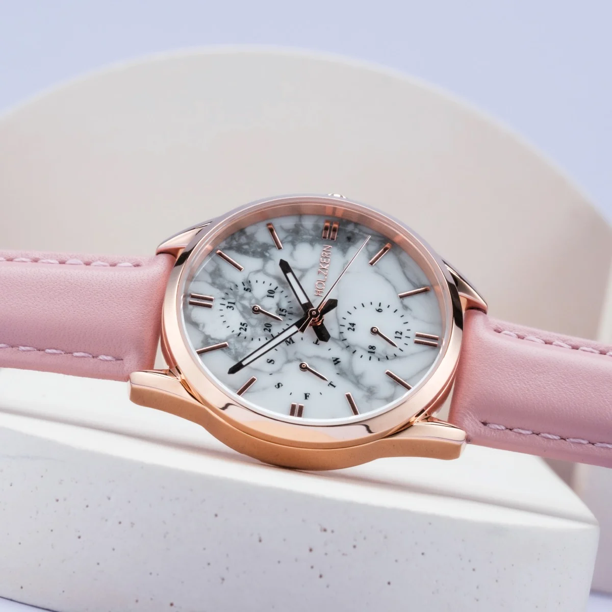 Holzkern Damenuhr Gifted Howlith/Rosa