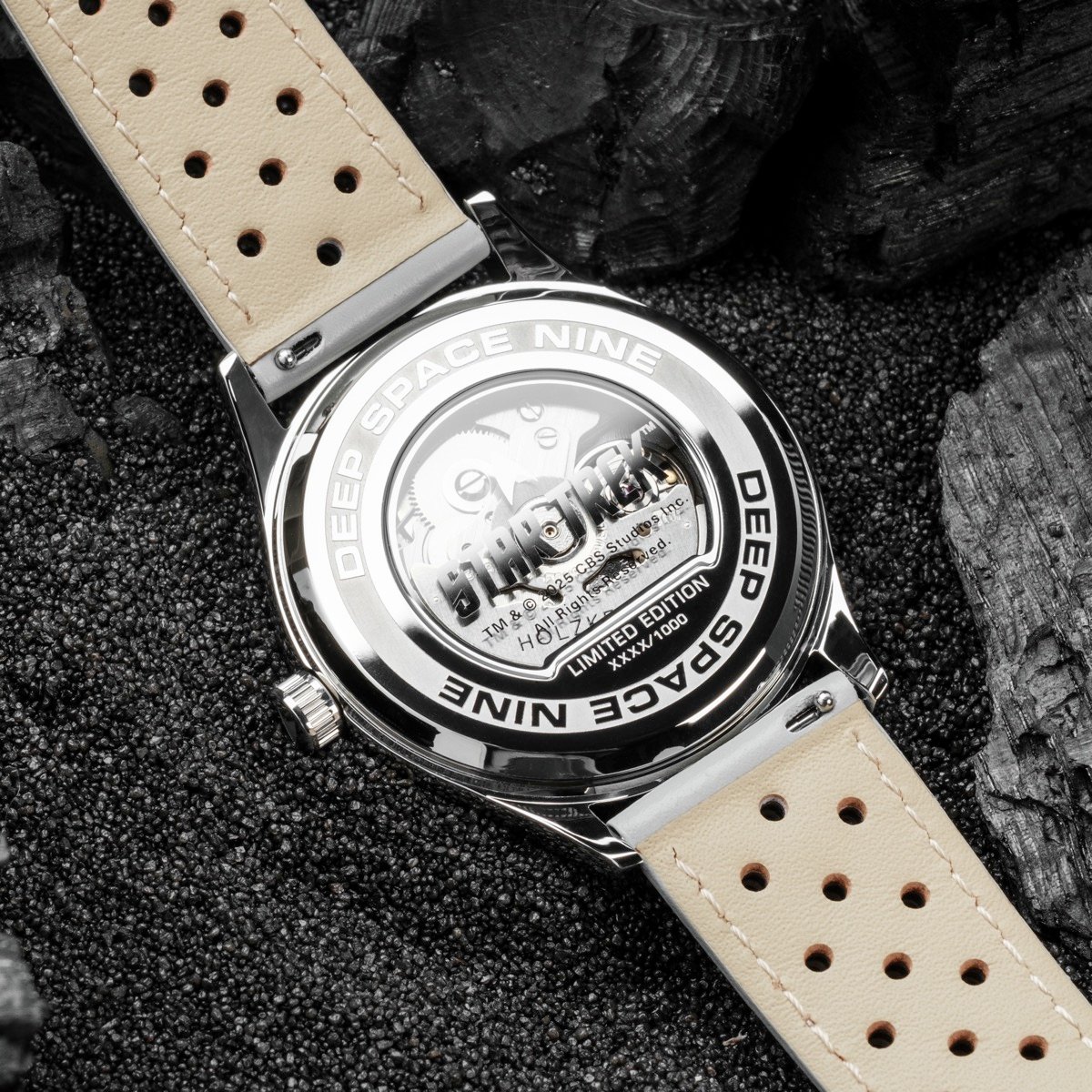 Holzkern Herrenautomatikuhr DS9 Marmor & Hellgrau