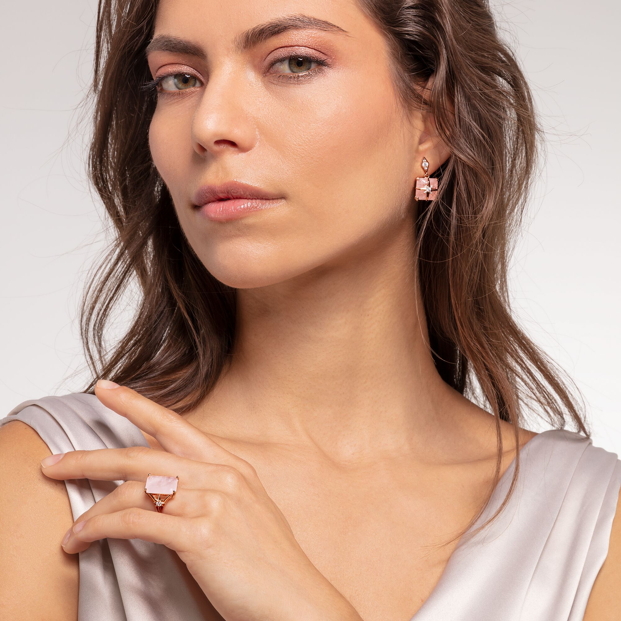 Thomas Sabo Ring Silber rosèvergoldet Rosenquarz TR2261-417-9-60